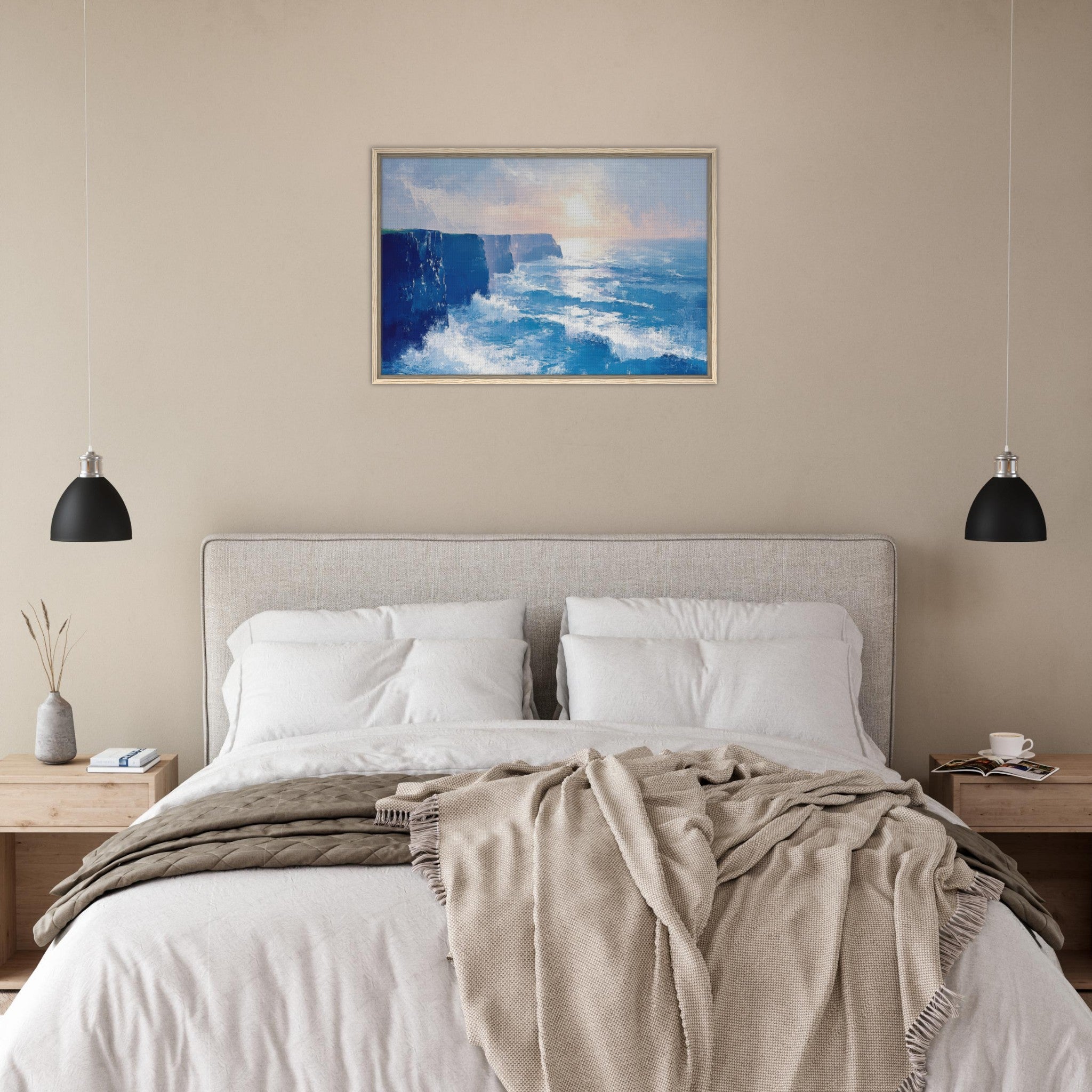 Framed Canvas Landscape - Seaside Cliff at Sunrise A breathtaking Empress 2 - Shop Ai Art WebShop - Digital Art online Store