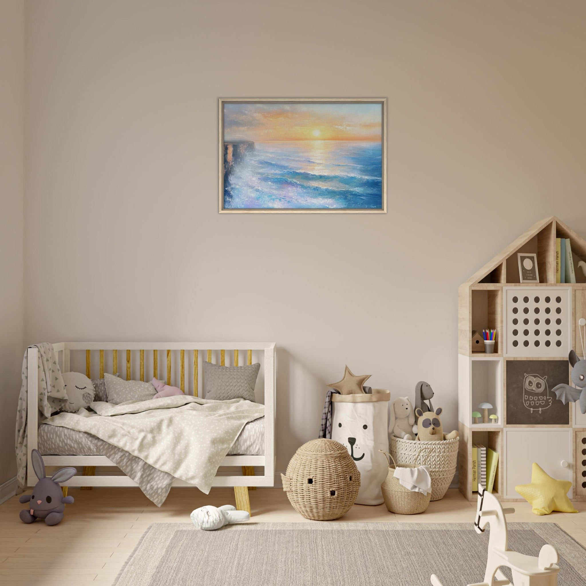 Framed Canvas Landscape - Seaside Cliff at Sunrise A breathtaking Empress - Shop Ai Art WebShop - Digital Art online Store