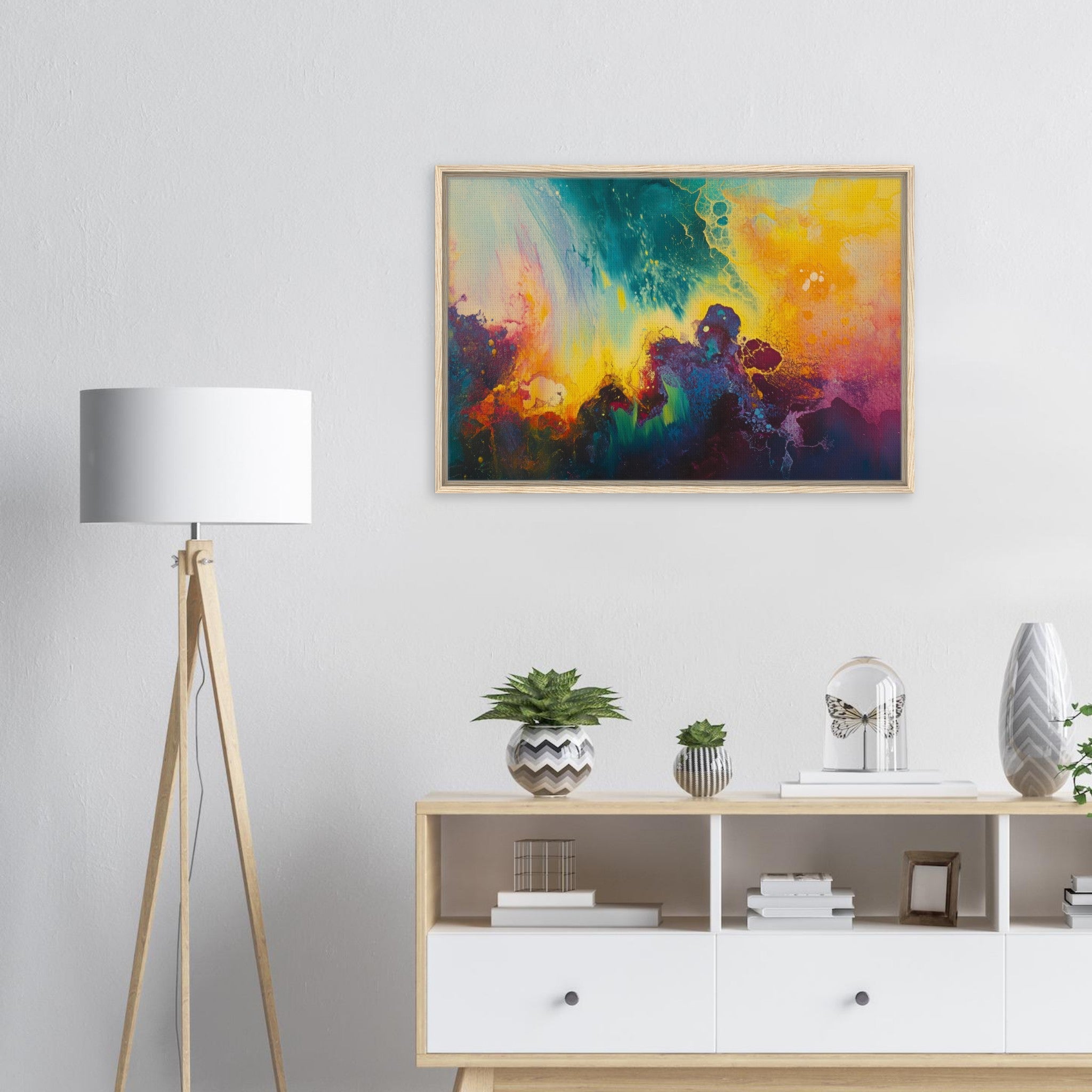 Framed Canvas Landscape - Spectral Dissonance Razor - sharp angular forms 3 - Shop Ai Art WebShop - Digital Art online Store