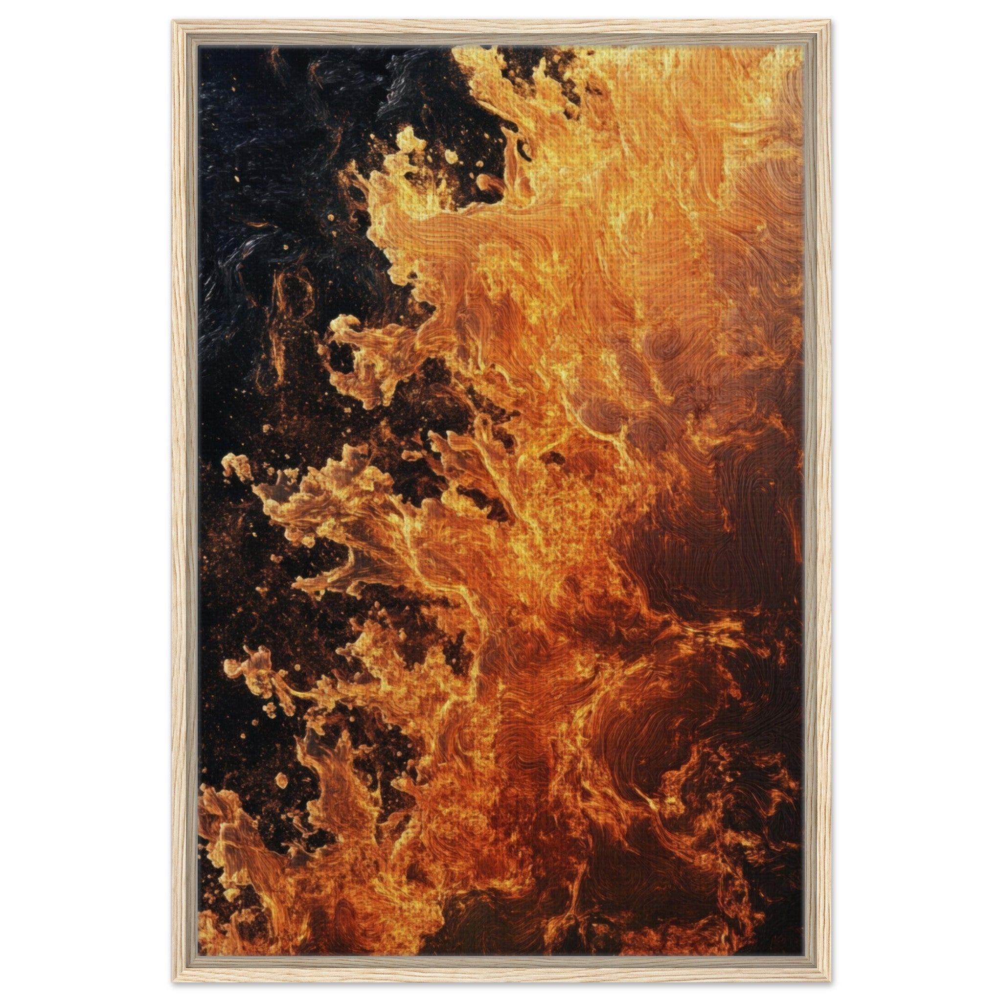 Framed Canvas Portrait - Ember Genesis A volatile burst of molten gold 7 - Shop Ai Art WebShop - Digital Art online Store