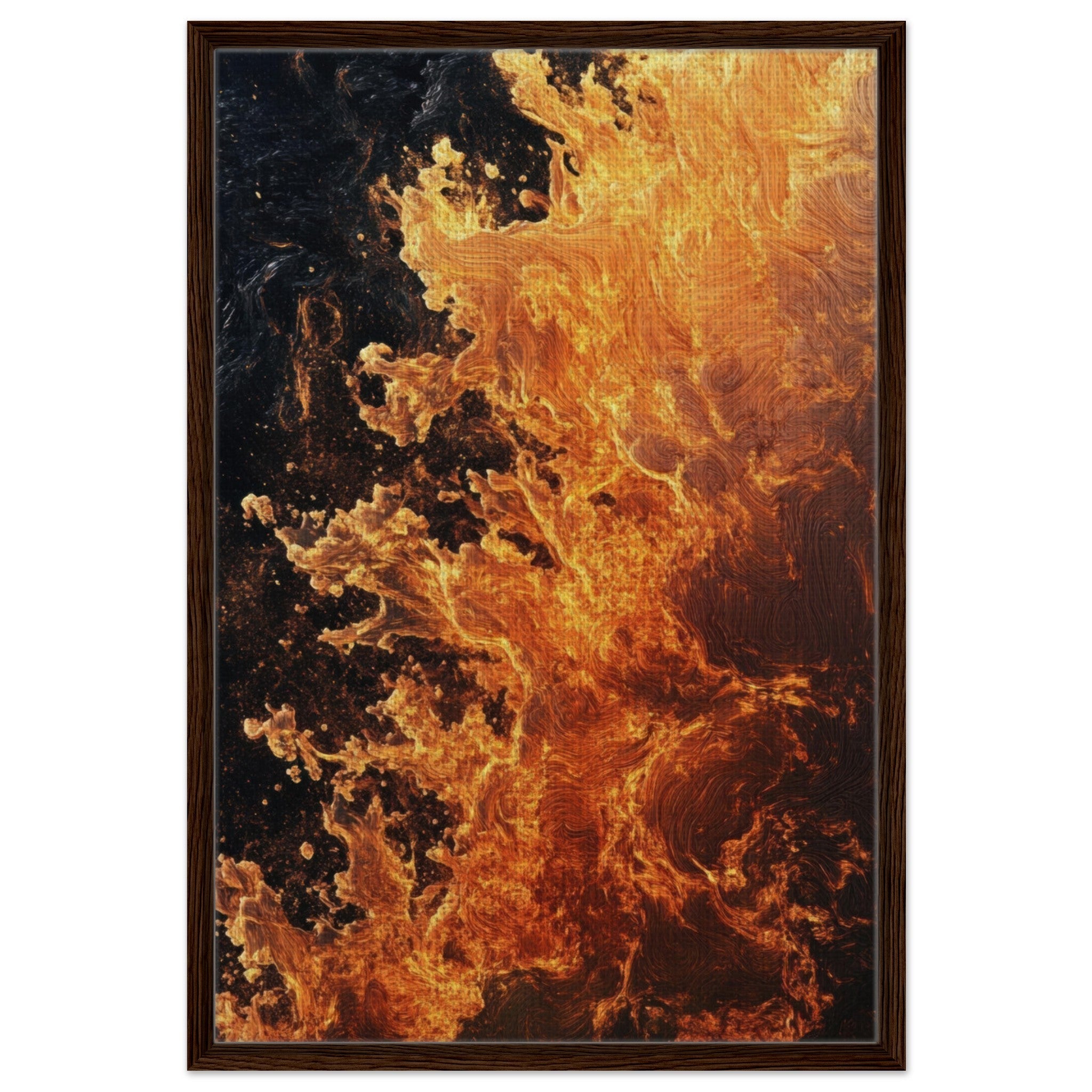 Framed Canvas Portrait - Ember Genesis A volatile burst of molten gold 7 - Shop Ai Art WebShop - Digital Art online Store