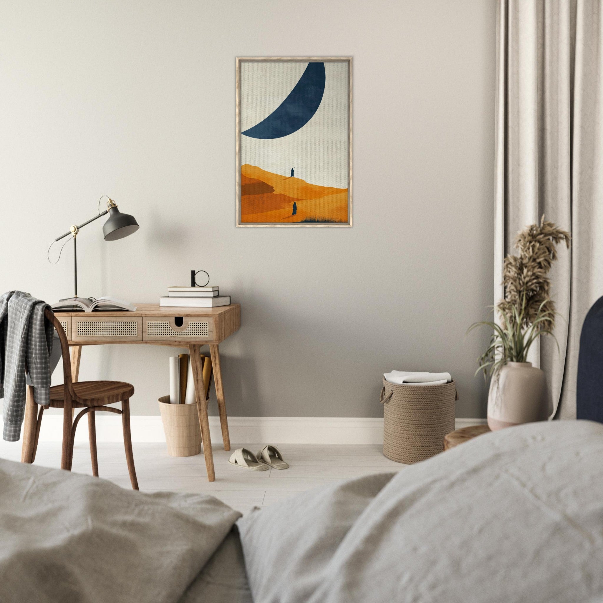Framed Canvas Portrait - Minimalist Magical Landscape A sleek minimalist - Shop Ai Art WebShop - Digital Art online Store