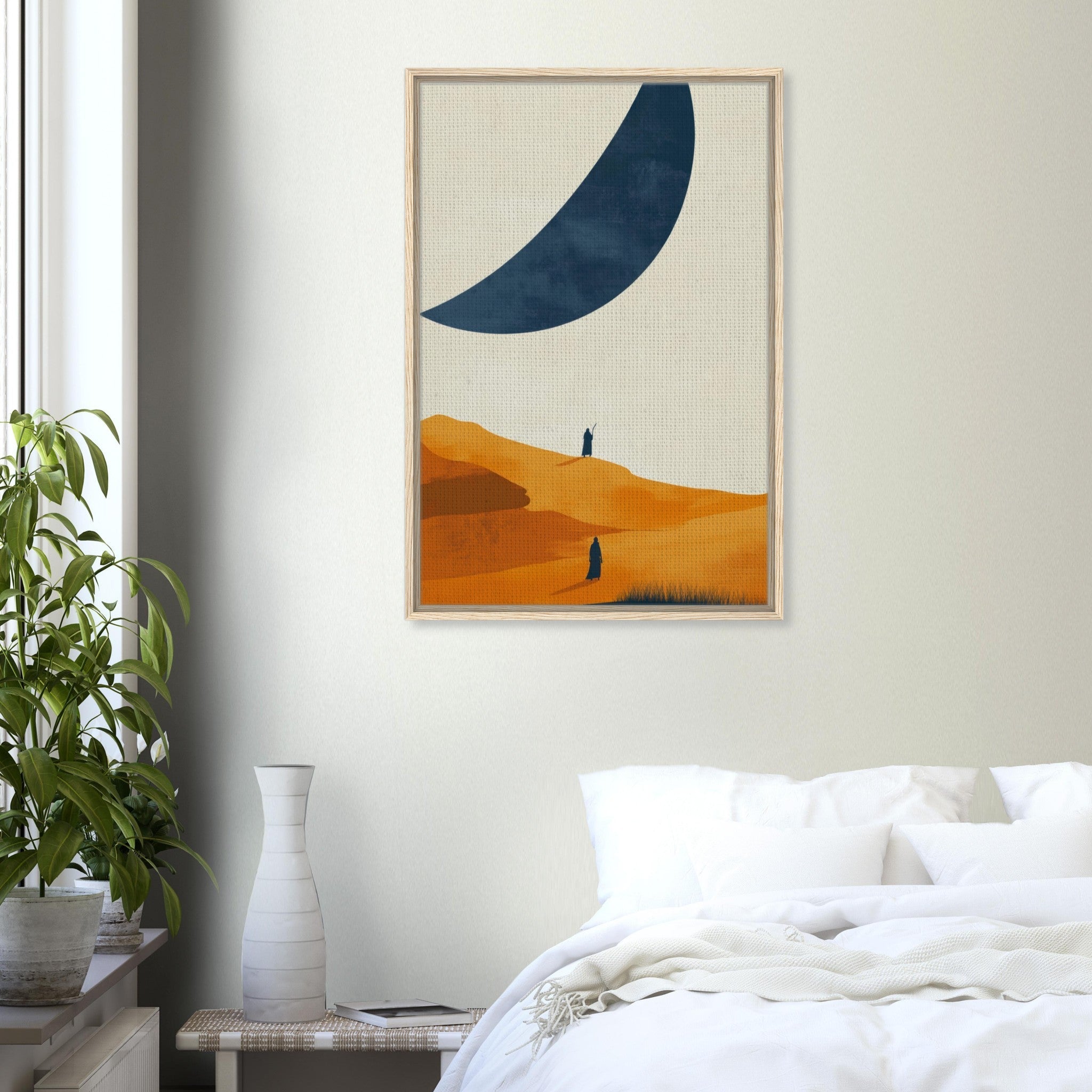 Framed Canvas Portrait - Minimalist Magical Landscape A sleek minimalist - Shop Ai Art WebShop - Digital Art online Store