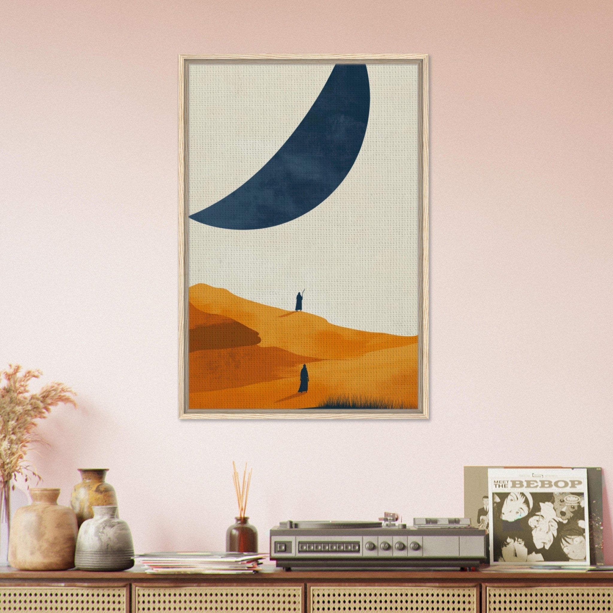 Framed Canvas Portrait - Minimalist Magical Landscape A sleek minimalist - Shop Ai Art WebShop - Digital Art online Store