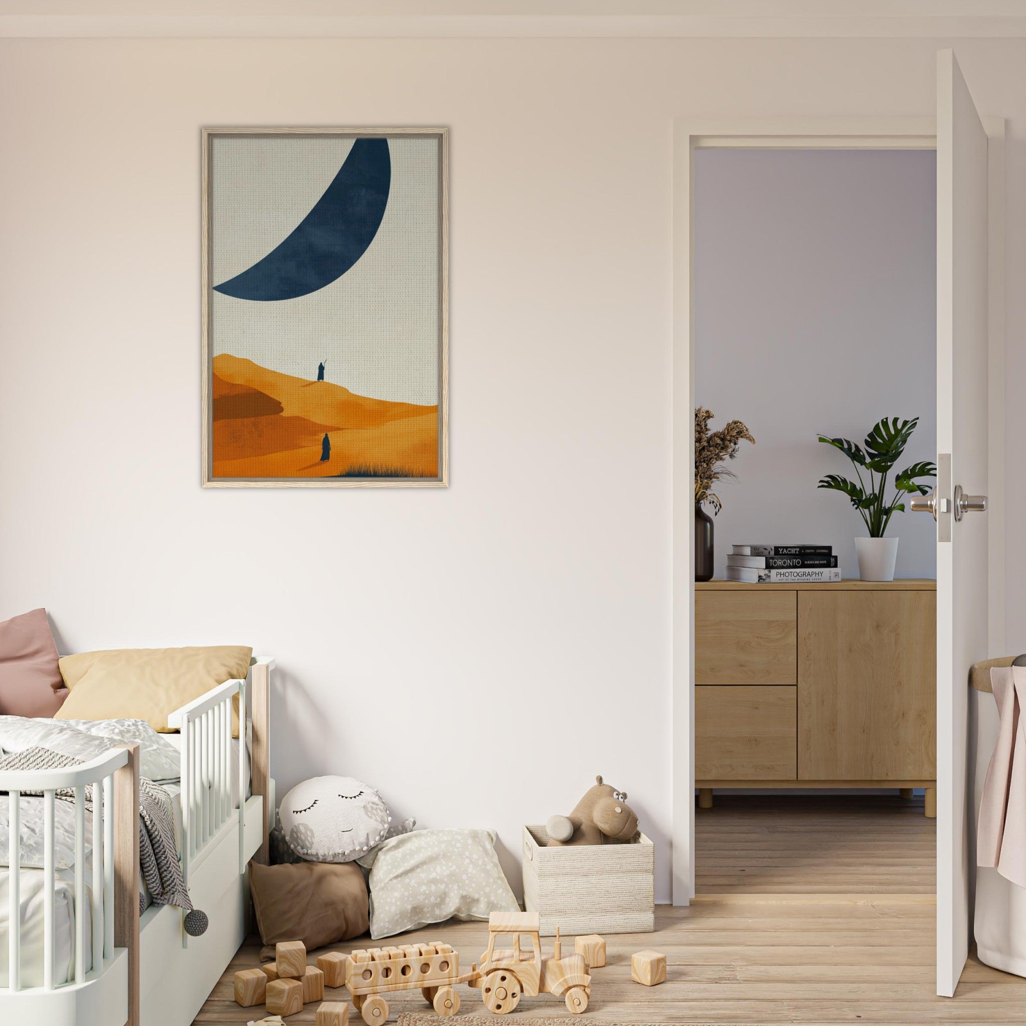 Framed Canvas Portrait - Minimalist Magical Landscape A sleek minimalist - Shop Ai Art WebShop - Digital Art online Store