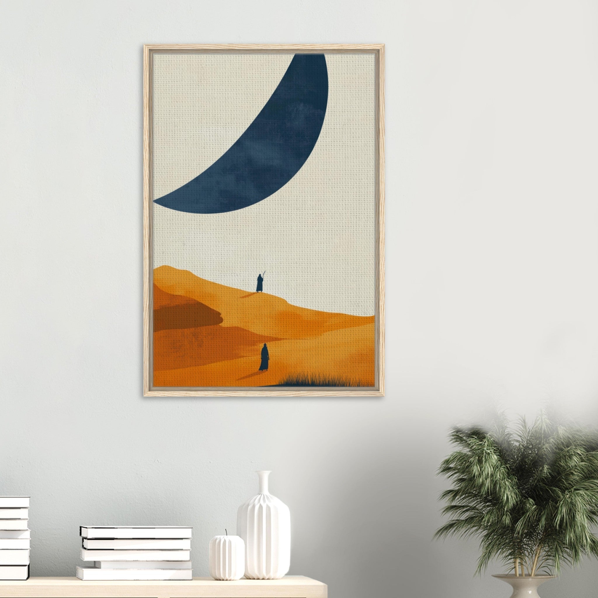 Framed Canvas Portrait - Minimalist Magical Landscape A sleek minimalist - Shop Ai Art WebShop - Digital Art online Store