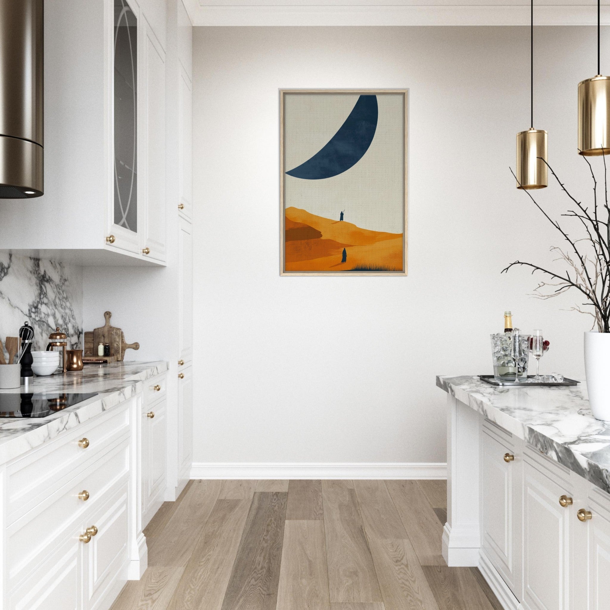 Framed Canvas Portrait - Minimalist Magical Landscape A sleek minimalist - Shop Ai Art WebShop - Digital Art online Store