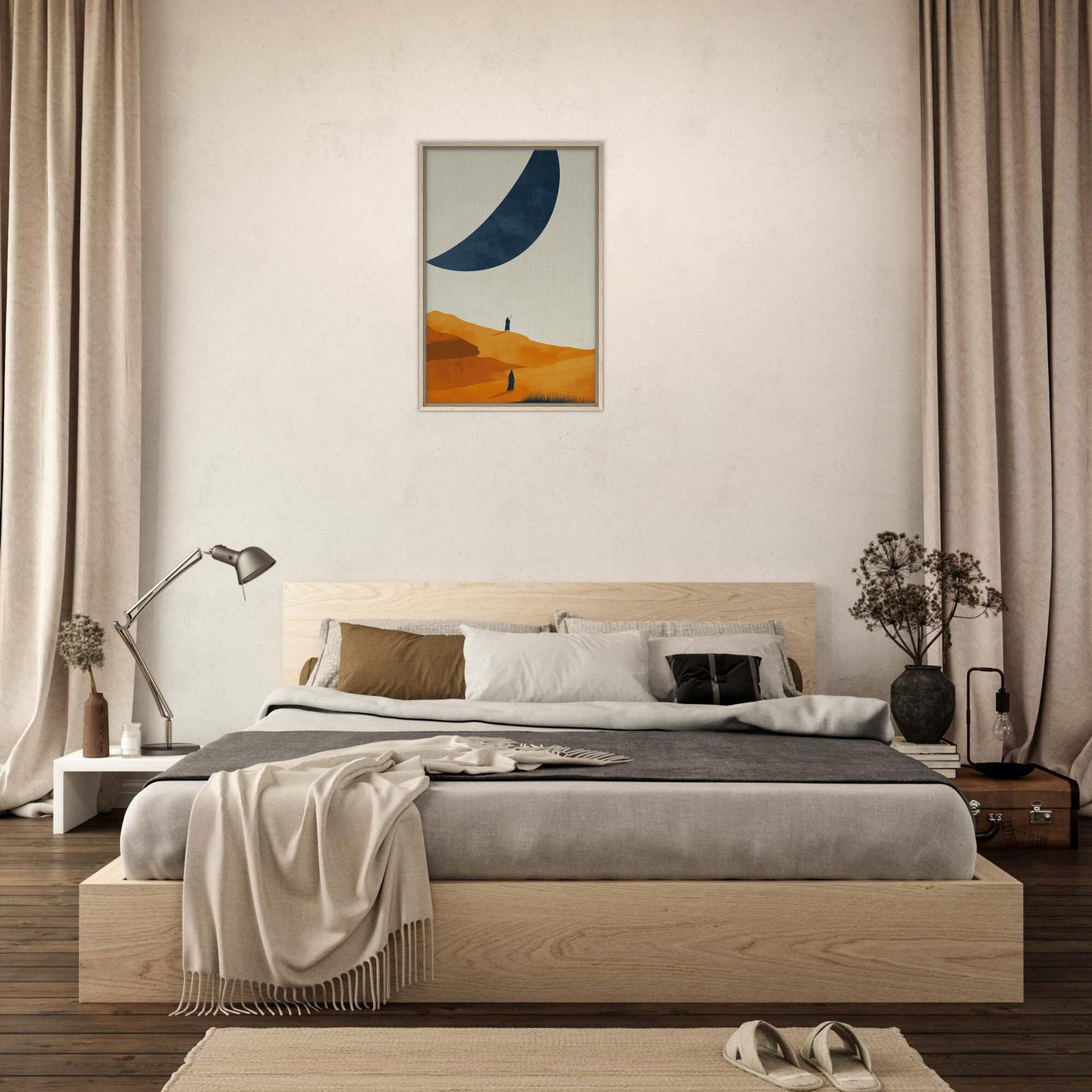 Framed Canvas Portrait - Minimalist Magical Landscape A sleek minimalist - Shop Ai Art WebShop - Digital Art online Store