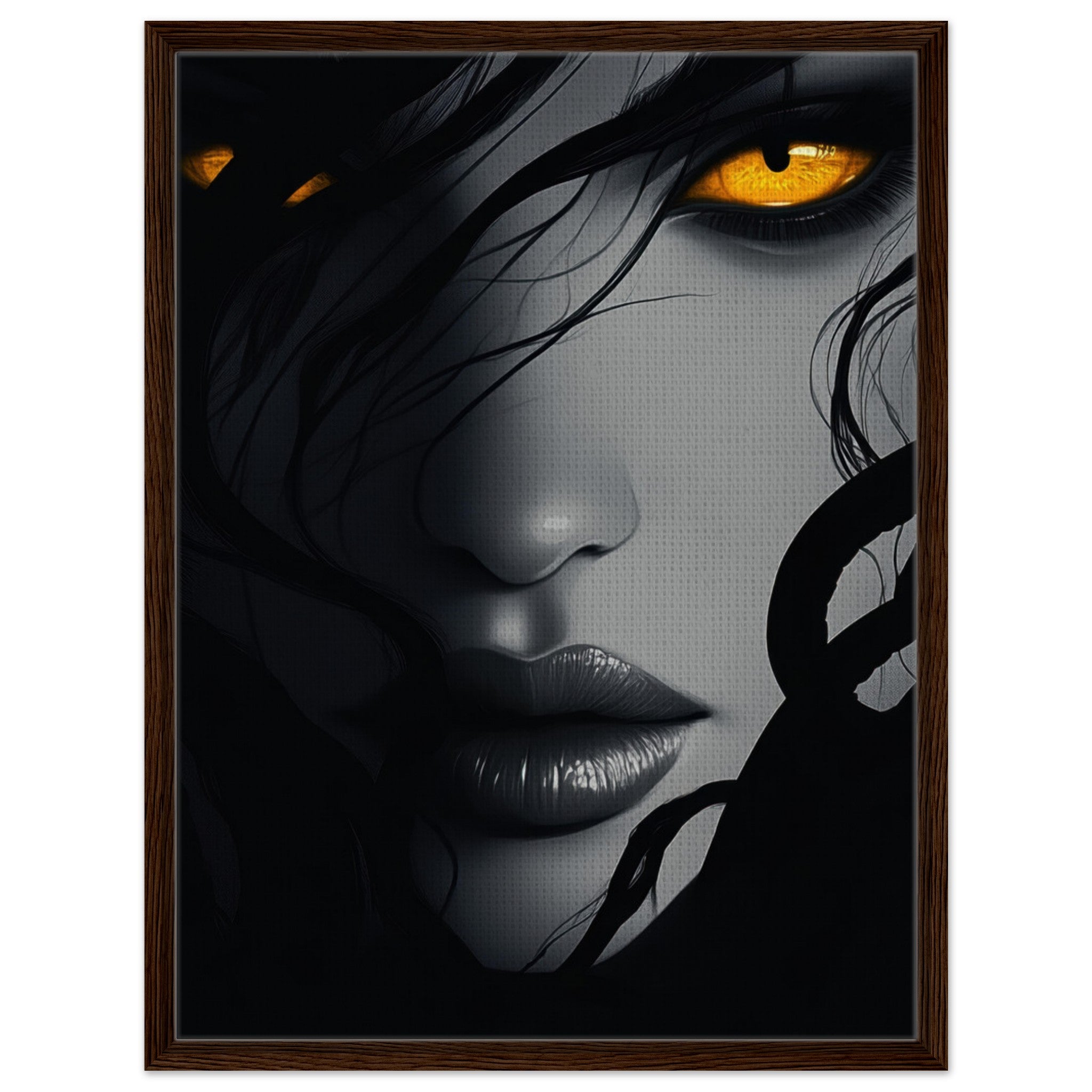 Framed Canvas Portrait - Minimalist Medusas Gaze Minimalism Tight - Focus 2 - Shop Ai Art WebShop - Digital Art online Store