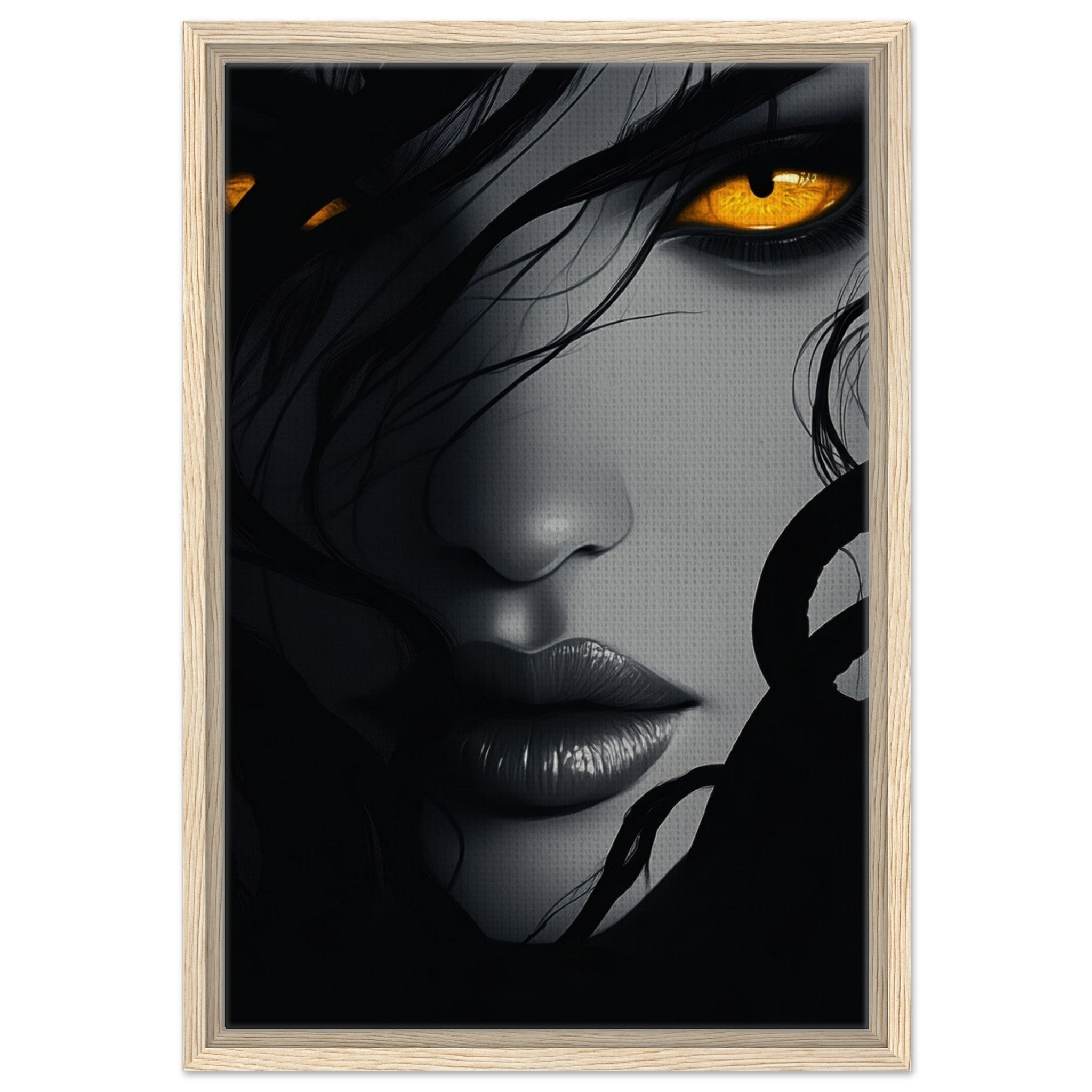 Framed Canvas Portrait - Minimalist Medusas Gaze Minimalism Tight - Focus 2 - Shop Ai Art WebShop - Digital Art online Store