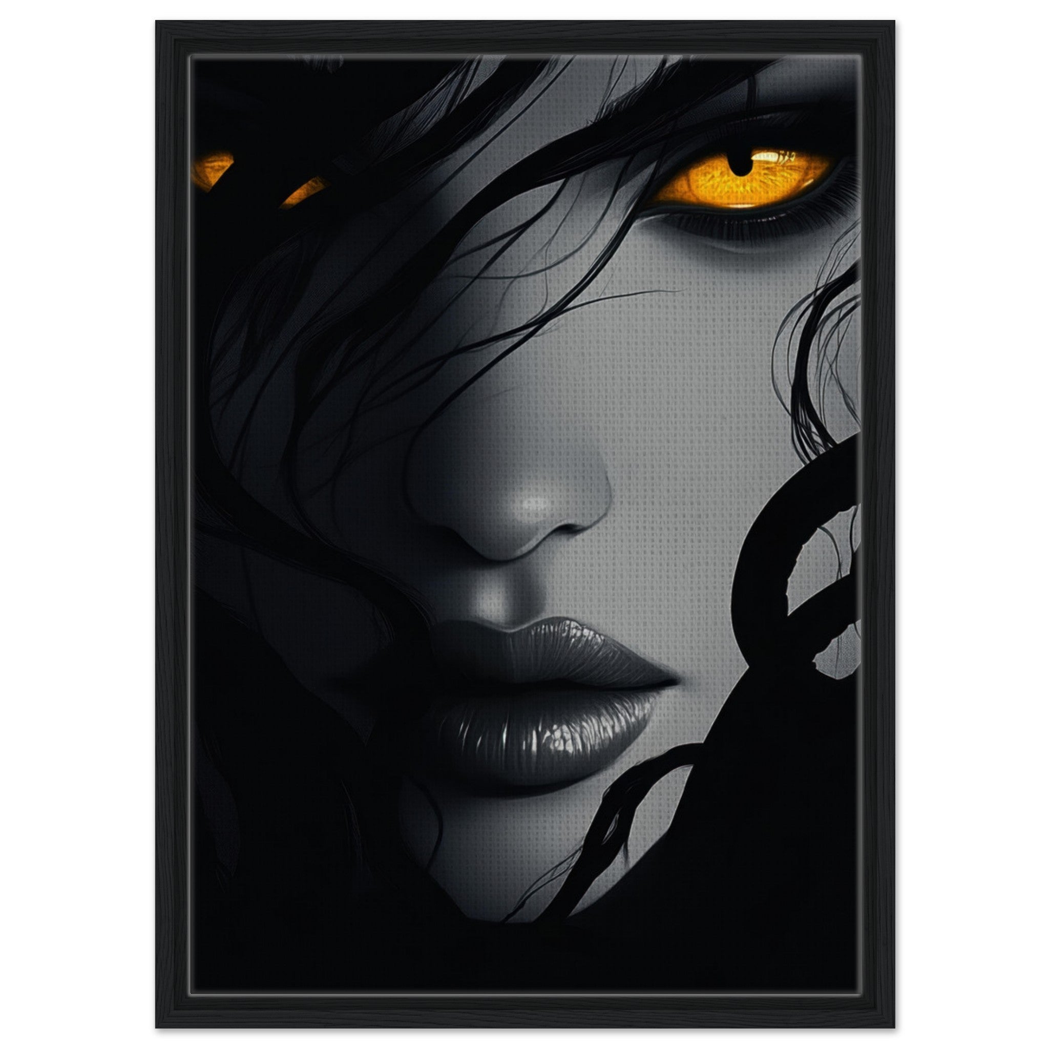 Framed Canvas Portrait - Minimalist Medusas Gaze Minimalism Tight - Focus 2 - Shop Ai Art WebShop - Digital Art online Store