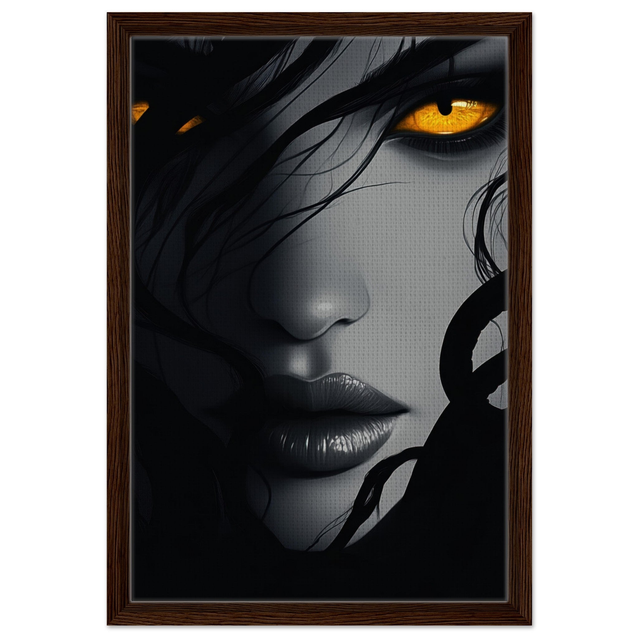 Framed Canvas Portrait - Minimalist Medusas Gaze Minimalism Tight - Focus 2 - Shop Ai Art WebShop - Digital Art online Store