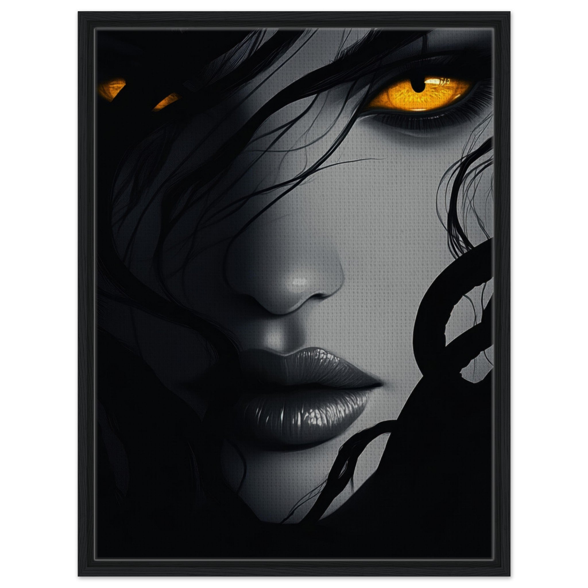 Framed Canvas Portrait - Minimalist Medusas Gaze Minimalism Tight - Focus 2 - Shop Ai Art WebShop - Digital Art online Store