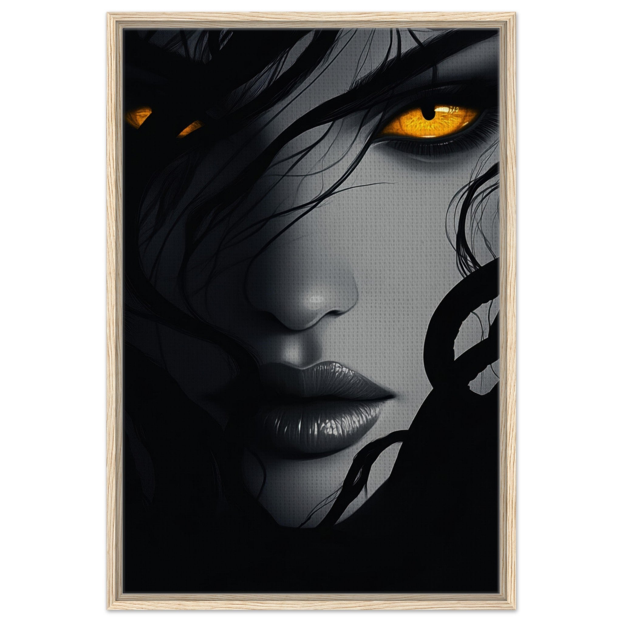 Framed Canvas Portrait - Minimalist Medusas Gaze Minimalism Tight - Focus 2 - Shop Ai Art WebShop - Digital Art online Store