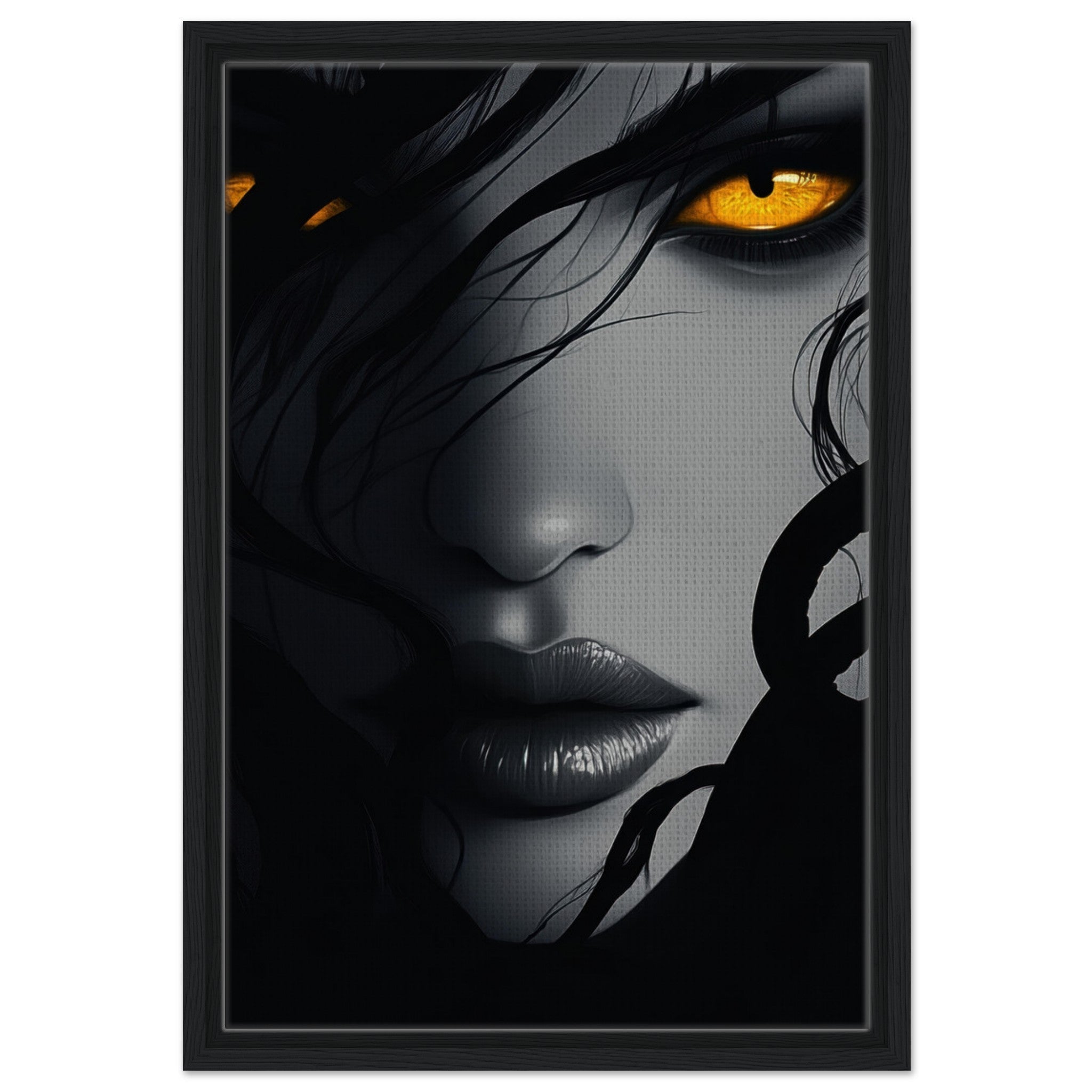 Framed Canvas Portrait - Minimalist Medusas Gaze Minimalism Tight - Focus 2 - Shop Ai Art WebShop - Digital Art online Store