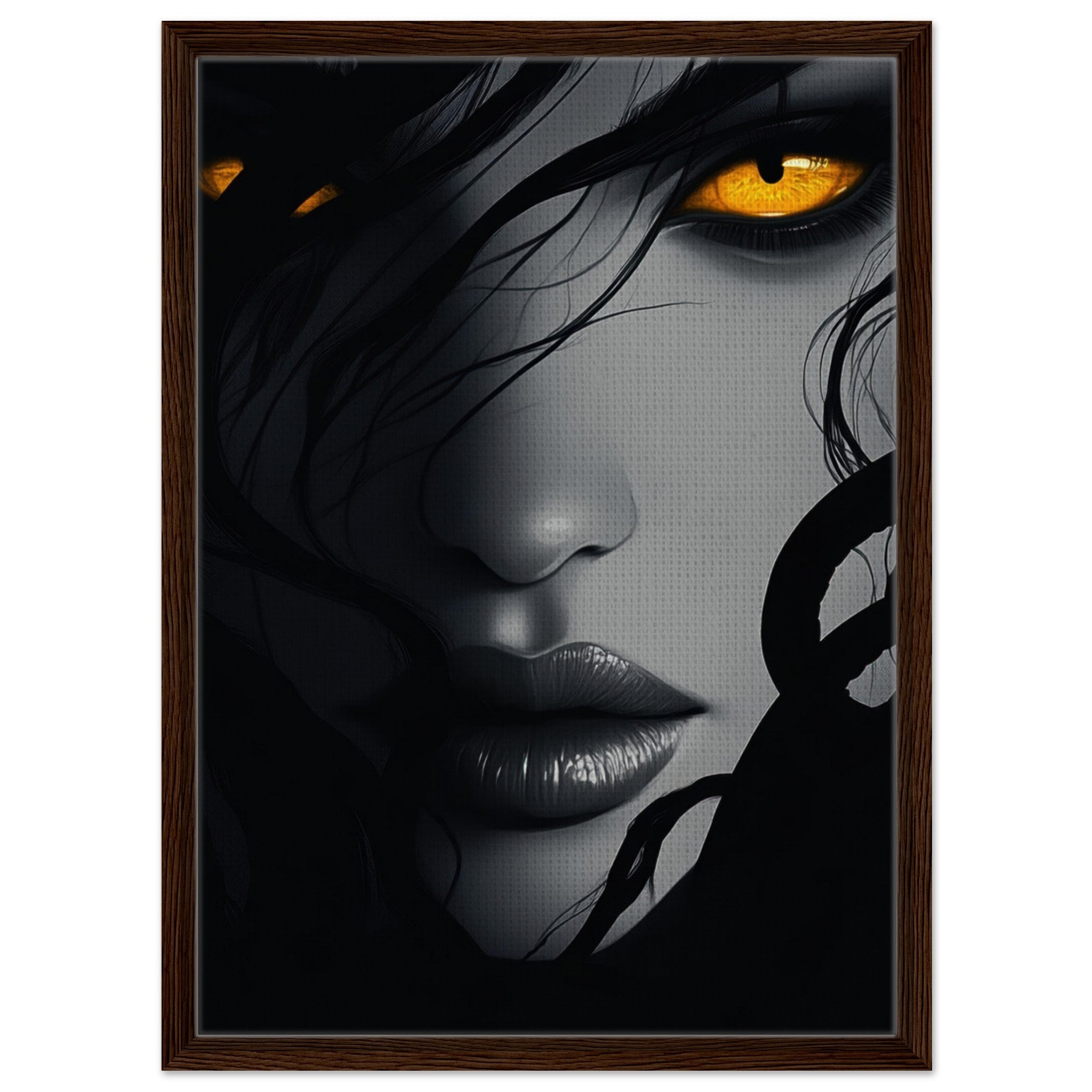 Framed Canvas Portrait - Minimalist Medusas Gaze Minimalism Tight - Focus 2 - Shop Ai Art WebShop - Digital Art online Store