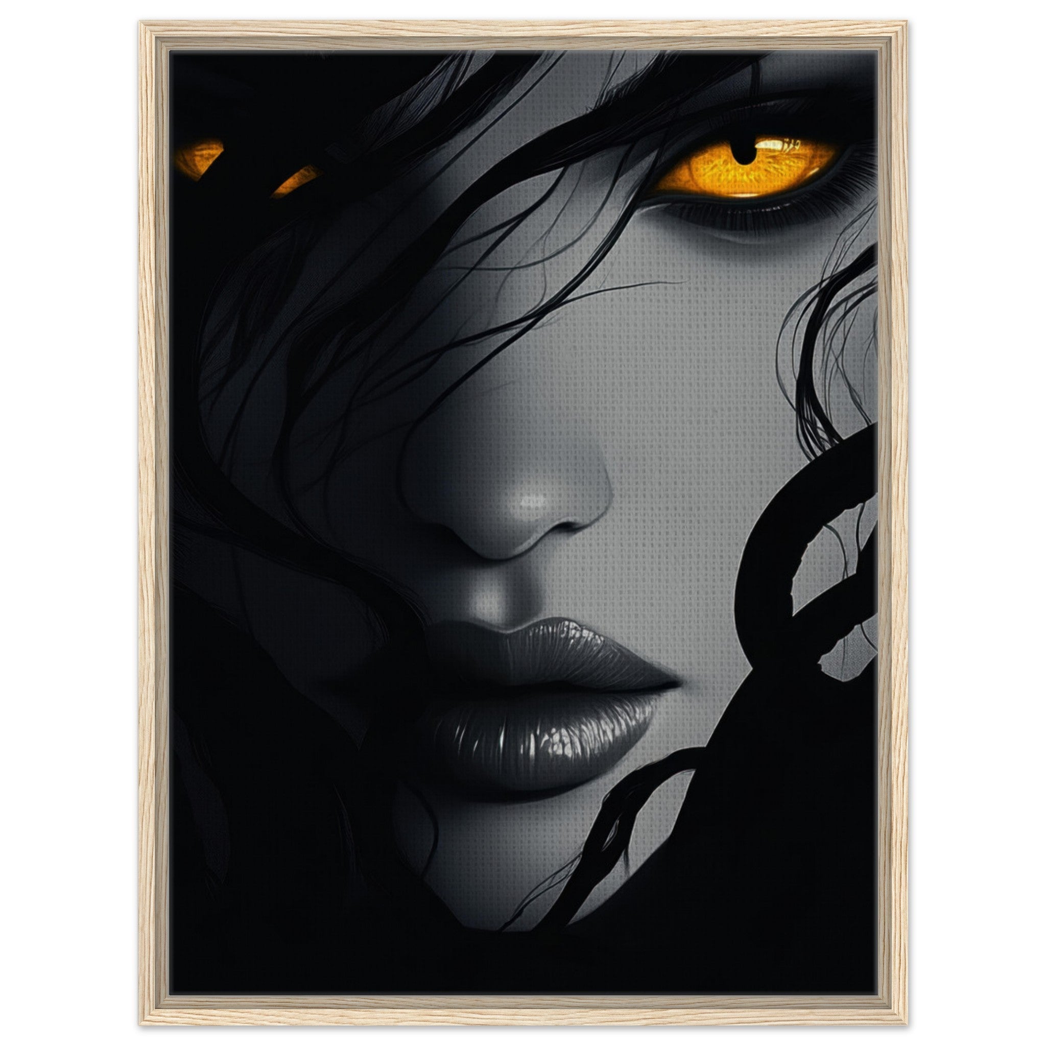 Framed Canvas Portrait - Minimalist Medusas Gaze Minimalism Tight - Focus 2 - Shop Ai Art WebShop - Digital Art online Store