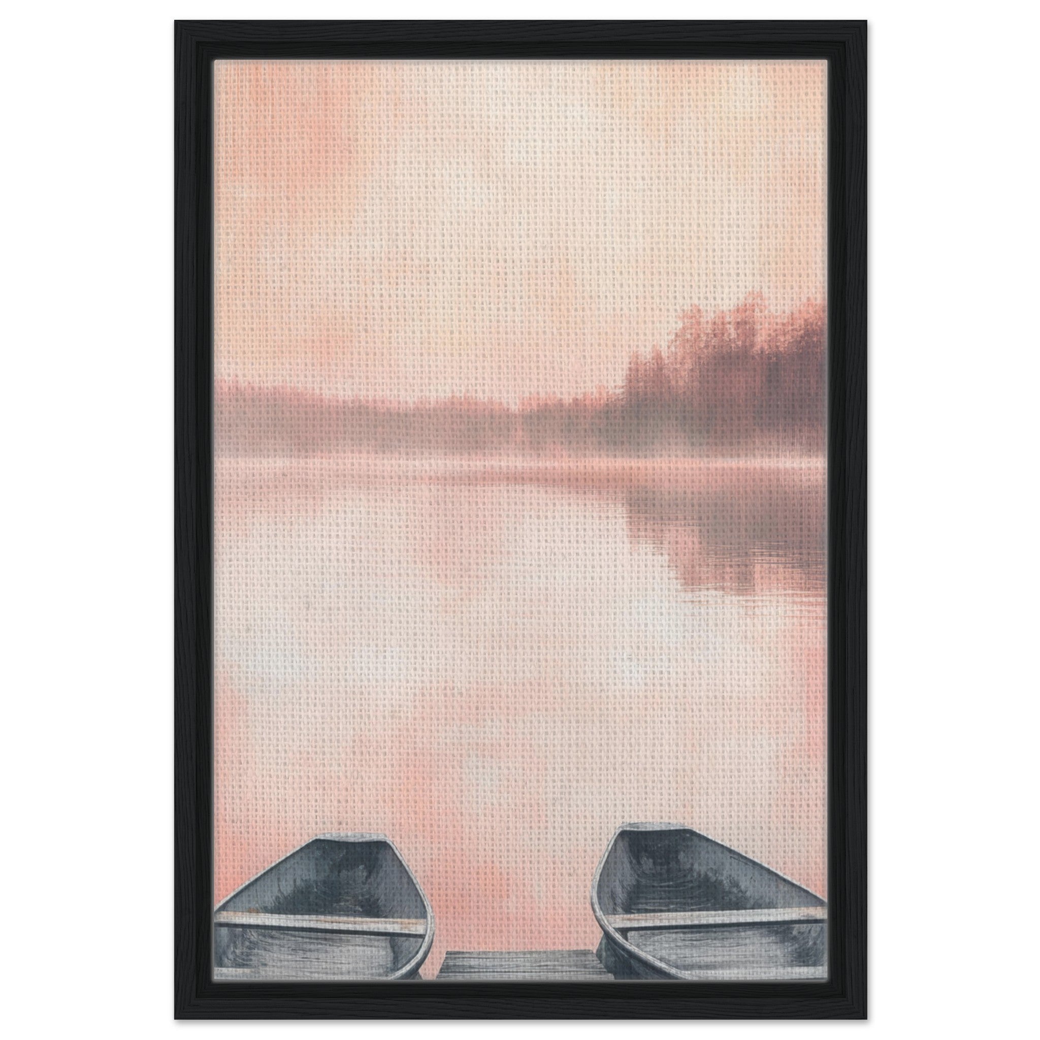 Framed Canvas Portrait - Serene Lake with Rowboats A tranquil lake - Shop Ai Art WebShop - Digital Art online Store