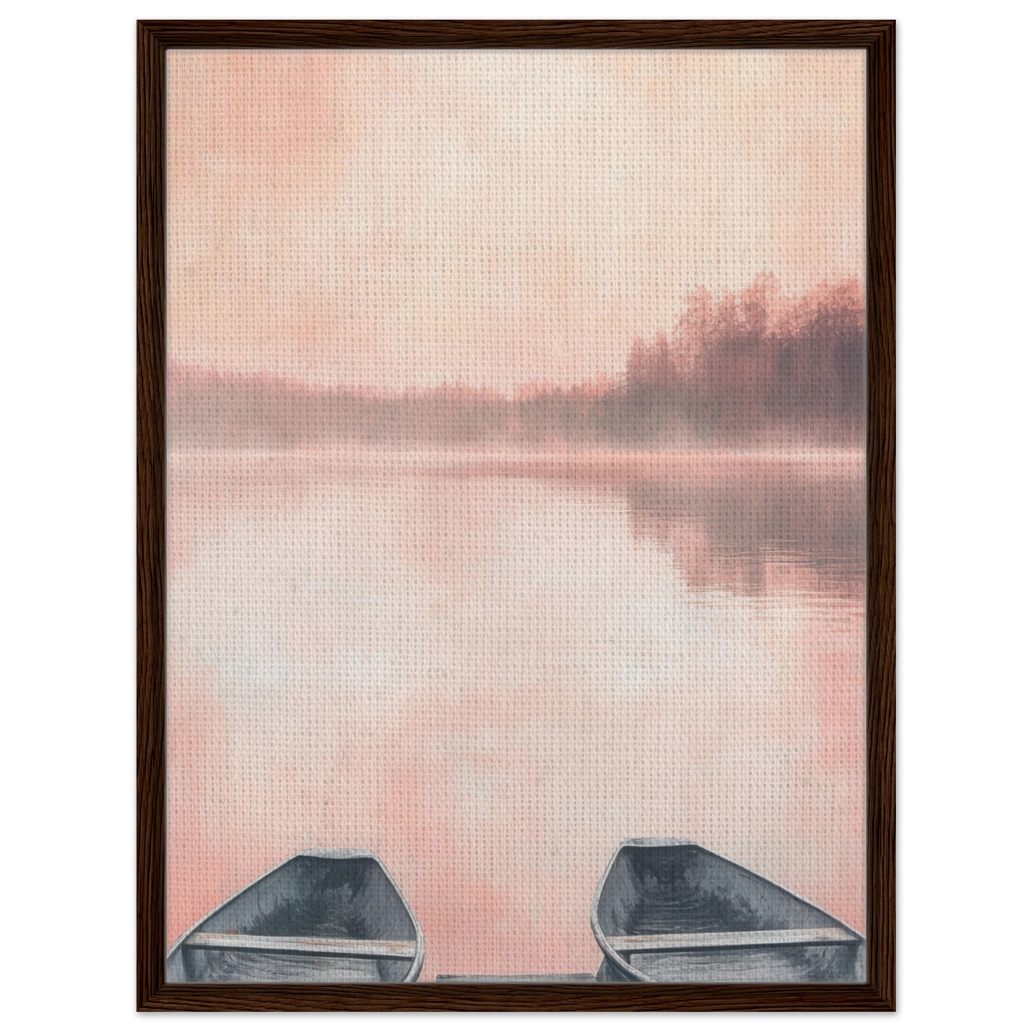 Framed Canvas Portrait - Serene Lake with Rowboats A tranquil lake - Shop Ai Art WebShop - Digital Art online Store