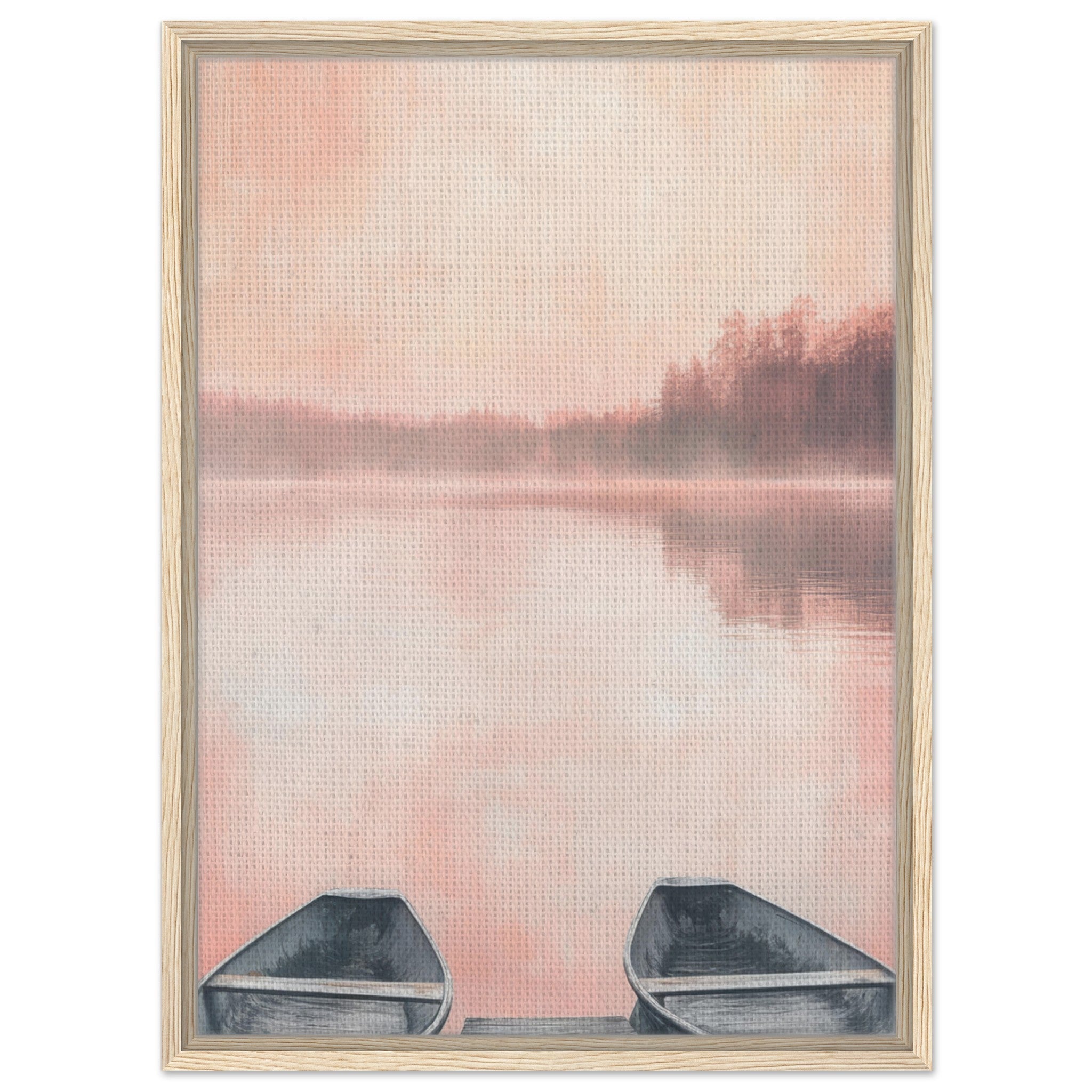 Framed Canvas Portrait - Serene Lake with Rowboats A tranquil lake - Shop Ai Art WebShop - Digital Art online Store