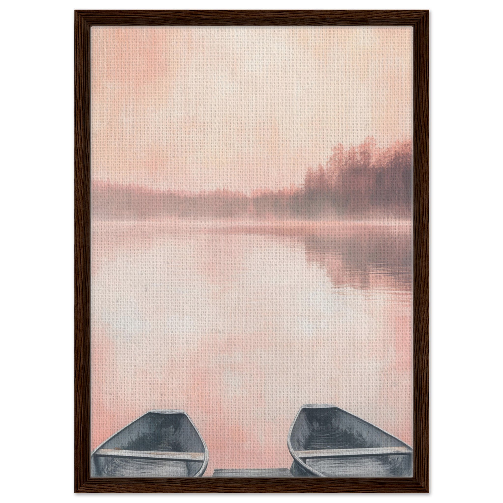 Framed Canvas Portrait - Serene Lake with Rowboats A tranquil lake - Shop Ai Art WebShop - Digital Art online Store