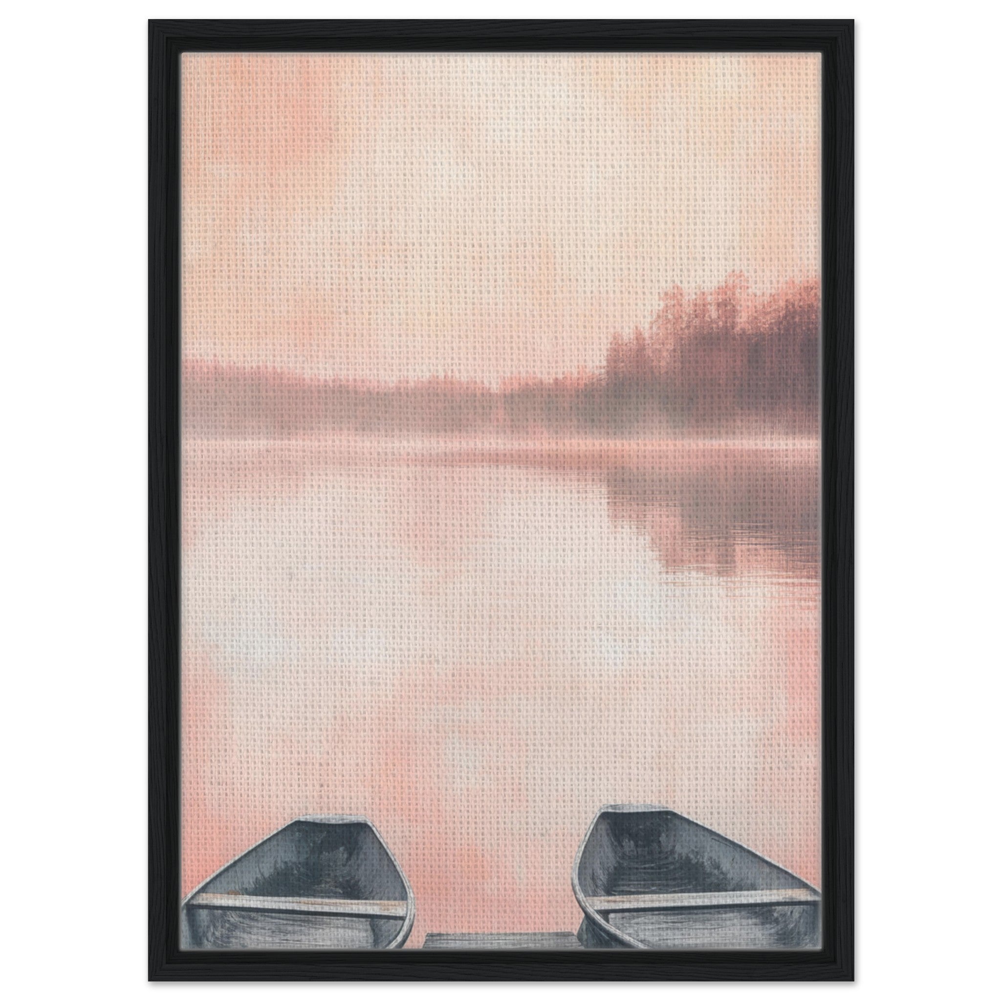 Framed Canvas Portrait - Serene Lake with Rowboats A tranquil lake - Shop Ai Art WebShop - Digital Art online Store