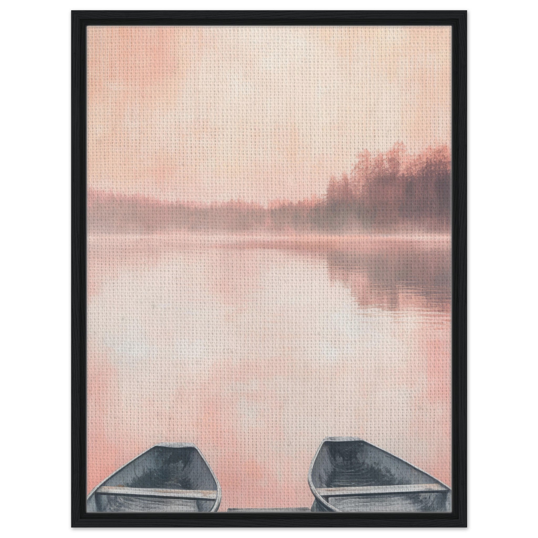 Framed Canvas Portrait - Serene Lake with Rowboats A tranquil lake - Shop Ai Art WebShop - Digital Art online Store