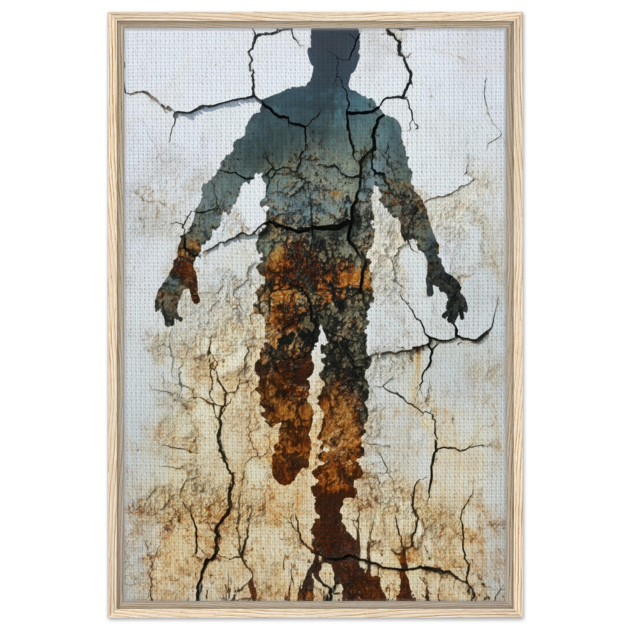 Framed Canvas Portrait - The Erosion of Thought Layers of cracked peeling 3 - Shop Ai Art WebShop - Digital Art online Store