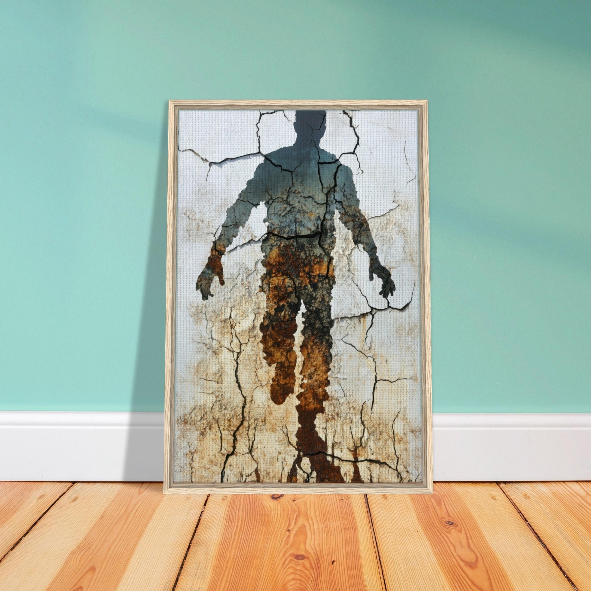 Framed Canvas Portrait - The Erosion of Thought Layers of cracked peeling 3 - Shop Ai Art WebShop - Digital Art online Store