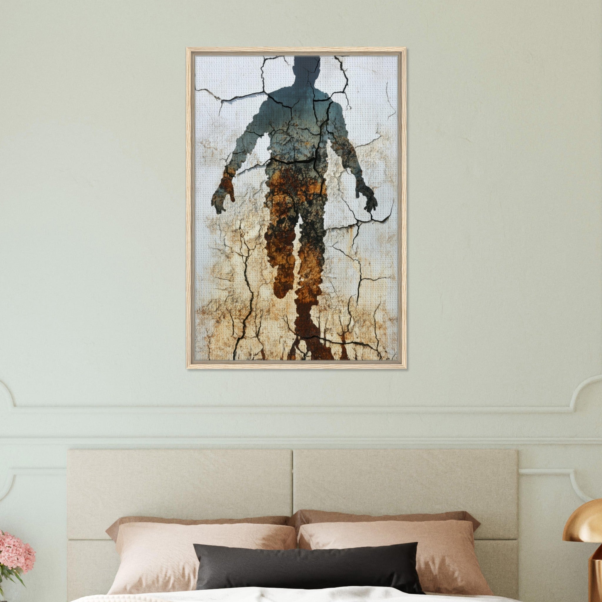 Framed Canvas Portrait - The Erosion of Thought Layers of cracked peeling 3 - Shop Ai Art WebShop - Digital Art online Store