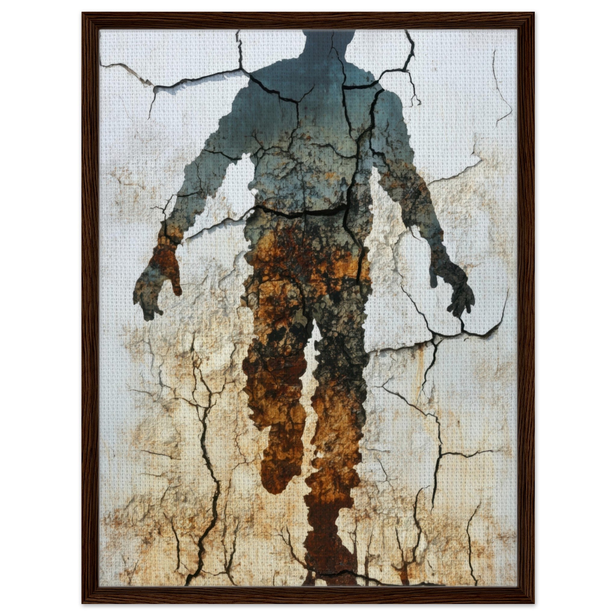 Framed Canvas Portrait - The Erosion of Thought Layers of cracked peeling 3 - Shop Ai Art WebShop - Digital Art online Store