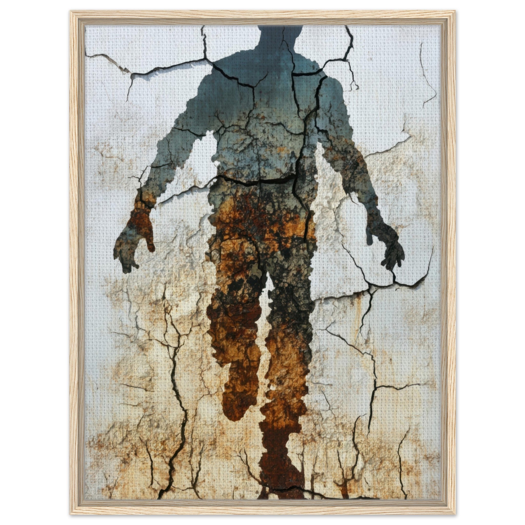 Framed Canvas Portrait - The Erosion of Thought Layers of cracked peeling 3 - Shop Ai Art WebShop - Digital Art online Store