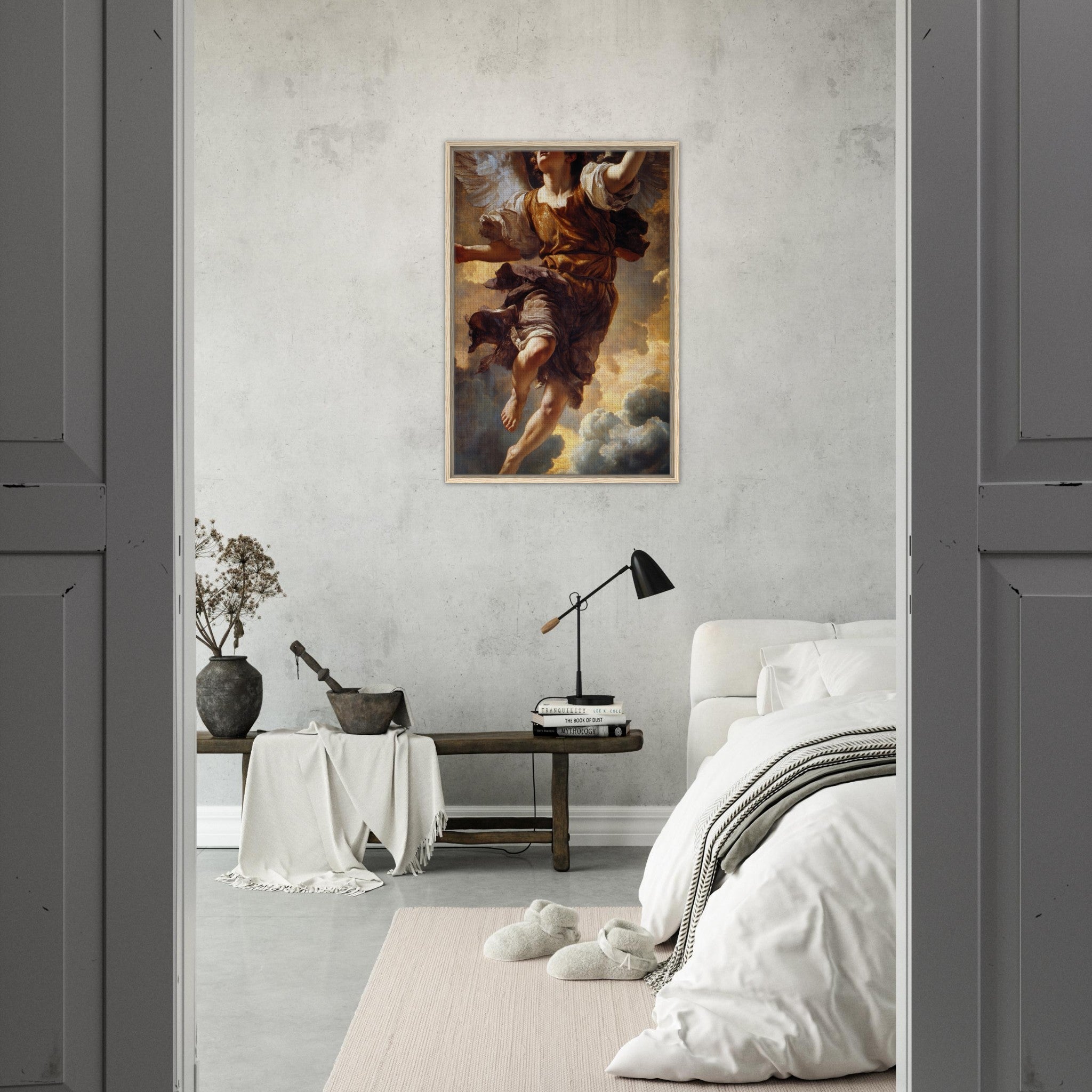 Framed Canvas Portrait - The Fallen Angels Descent Baroque Mythological 2 - Shop Ai Art WebShop - Digital Art online Store
