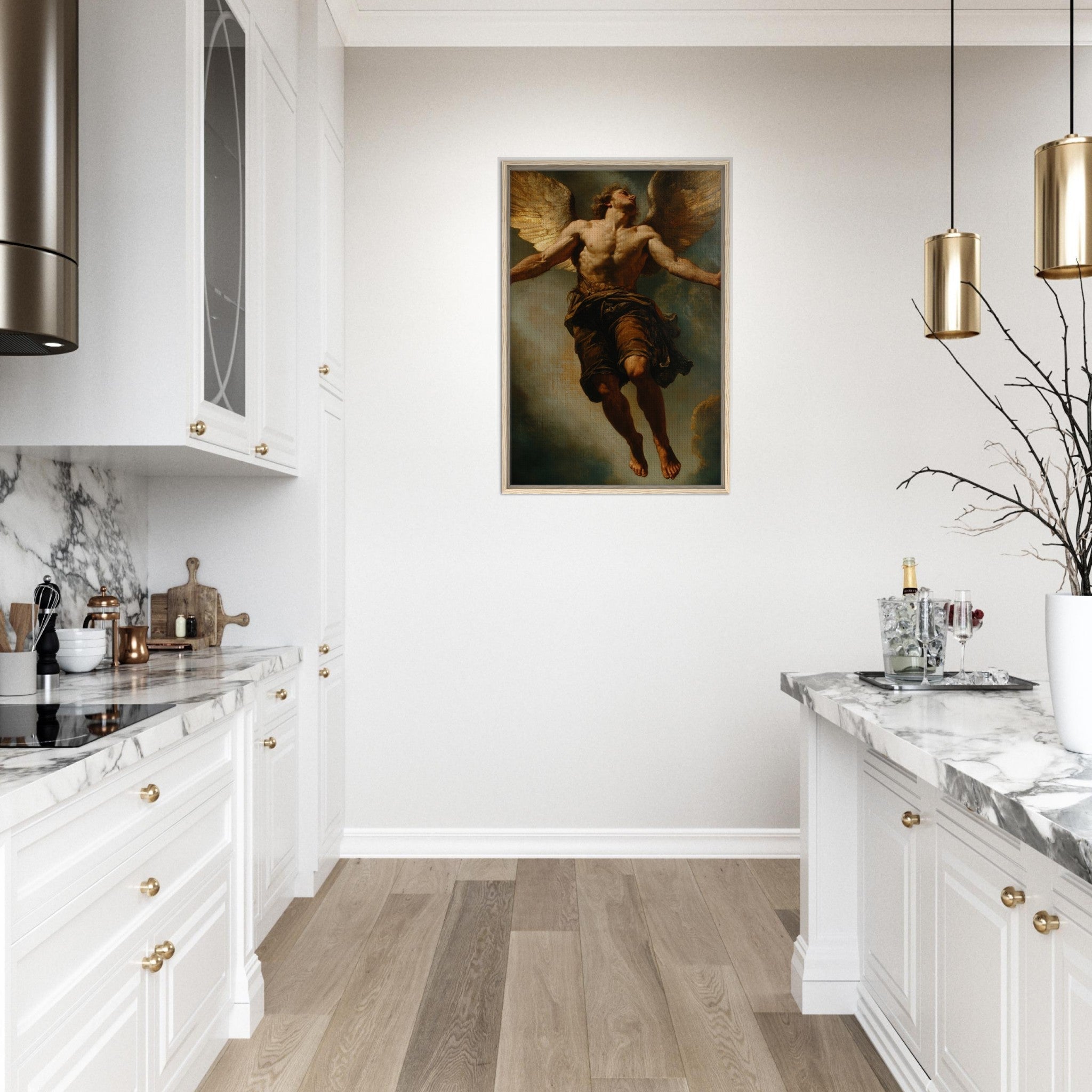 Framed Canvas Portrait - The Fallen Angels Descent Baroque Mythological 3 - Shop Ai Art WebShop - Digital Art online Store