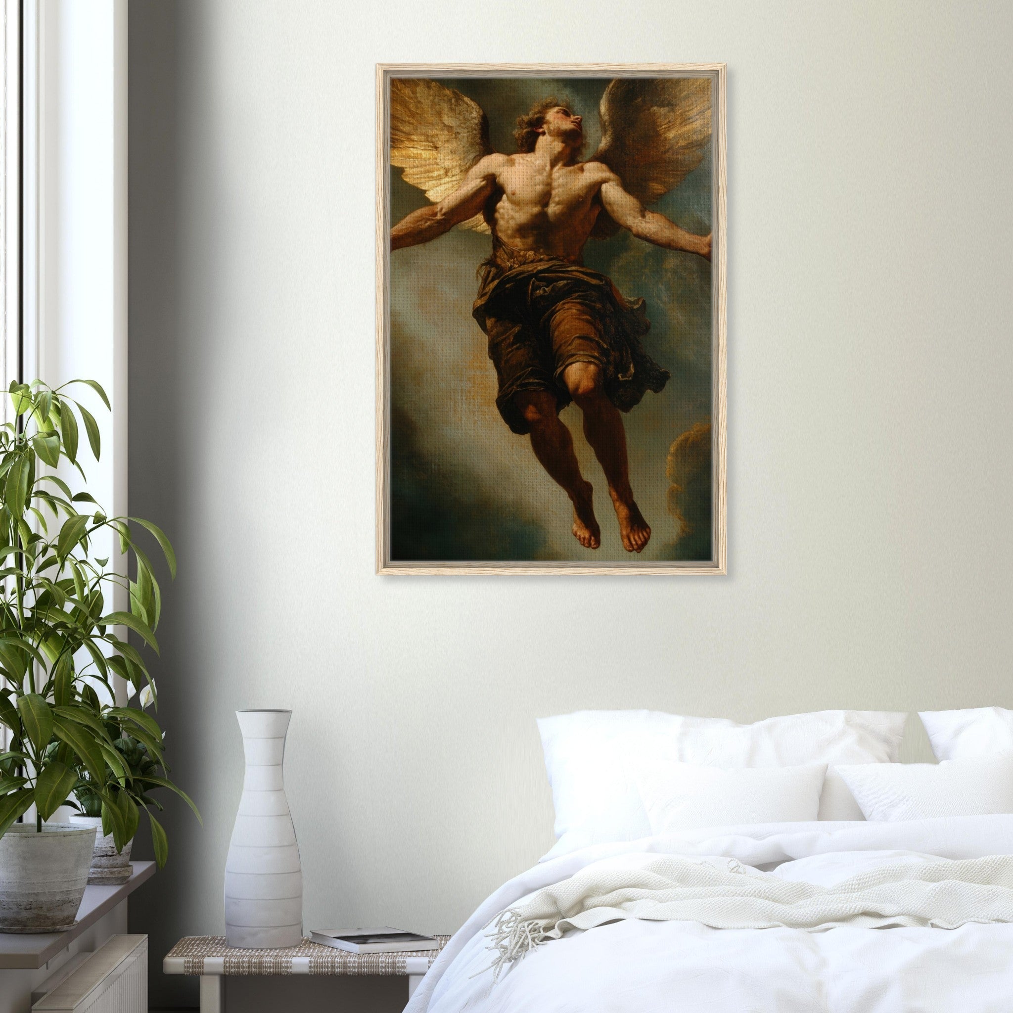 Framed Canvas Portrait - The Fallen Angels Descent Baroque Mythological 3 - Shop Ai Art WebShop - Digital Art online Store
