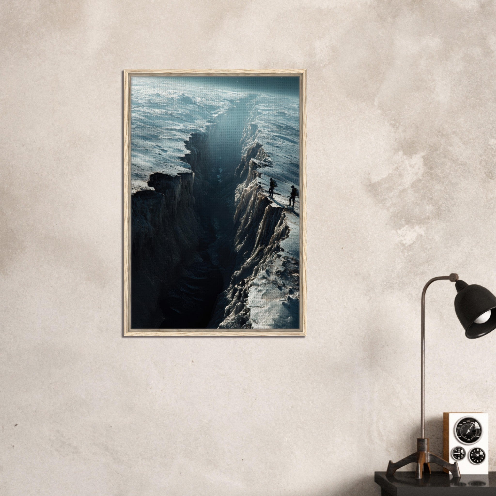 Framed Canvas Portrait - The Frozen Wasteland of Europa An expedition tea - Shop Ai Art WebShop - Digital Art online Store