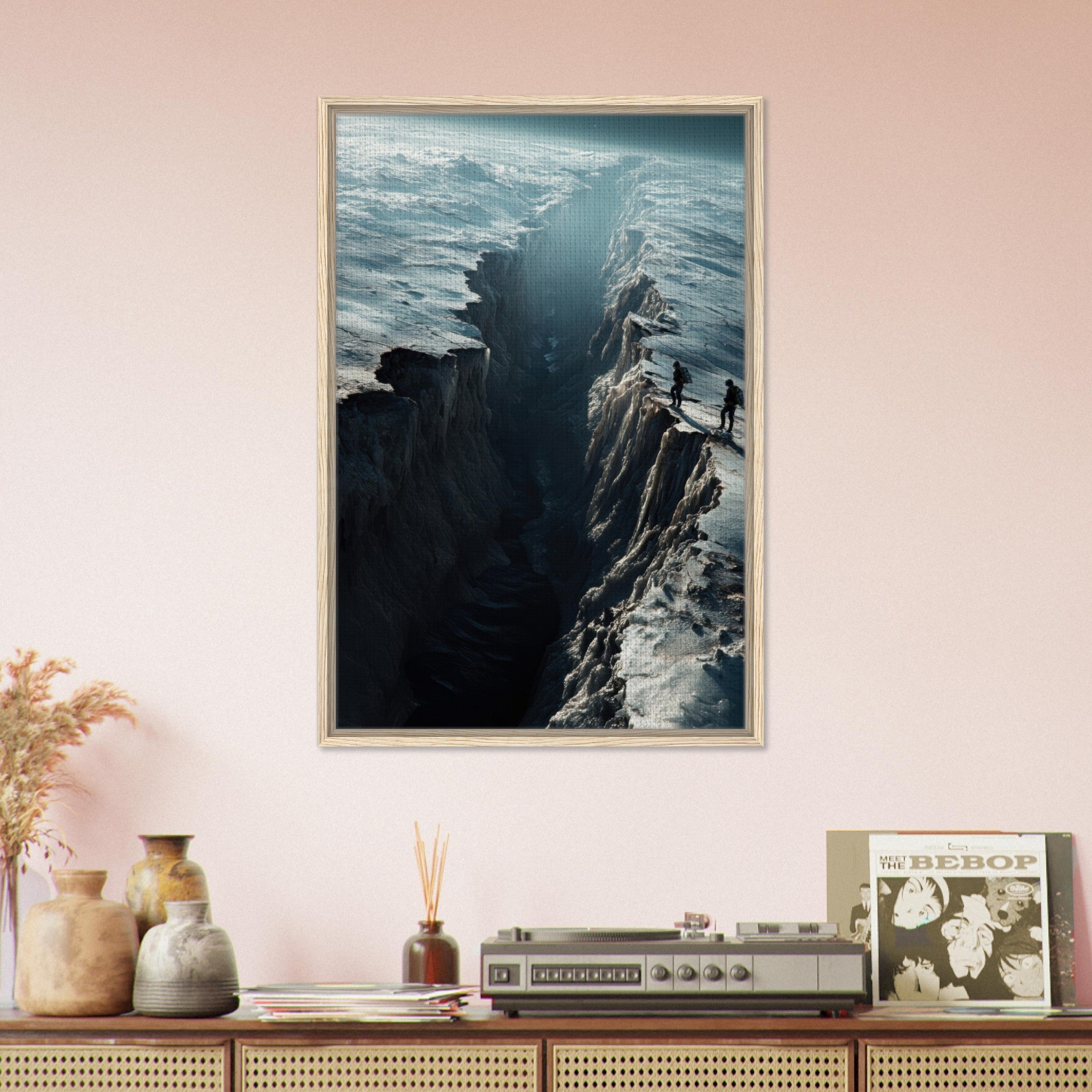 Framed Canvas Portrait - The Frozen Wasteland of Europa An expedition tea - Shop Ai Art WebShop - Digital Art online Store