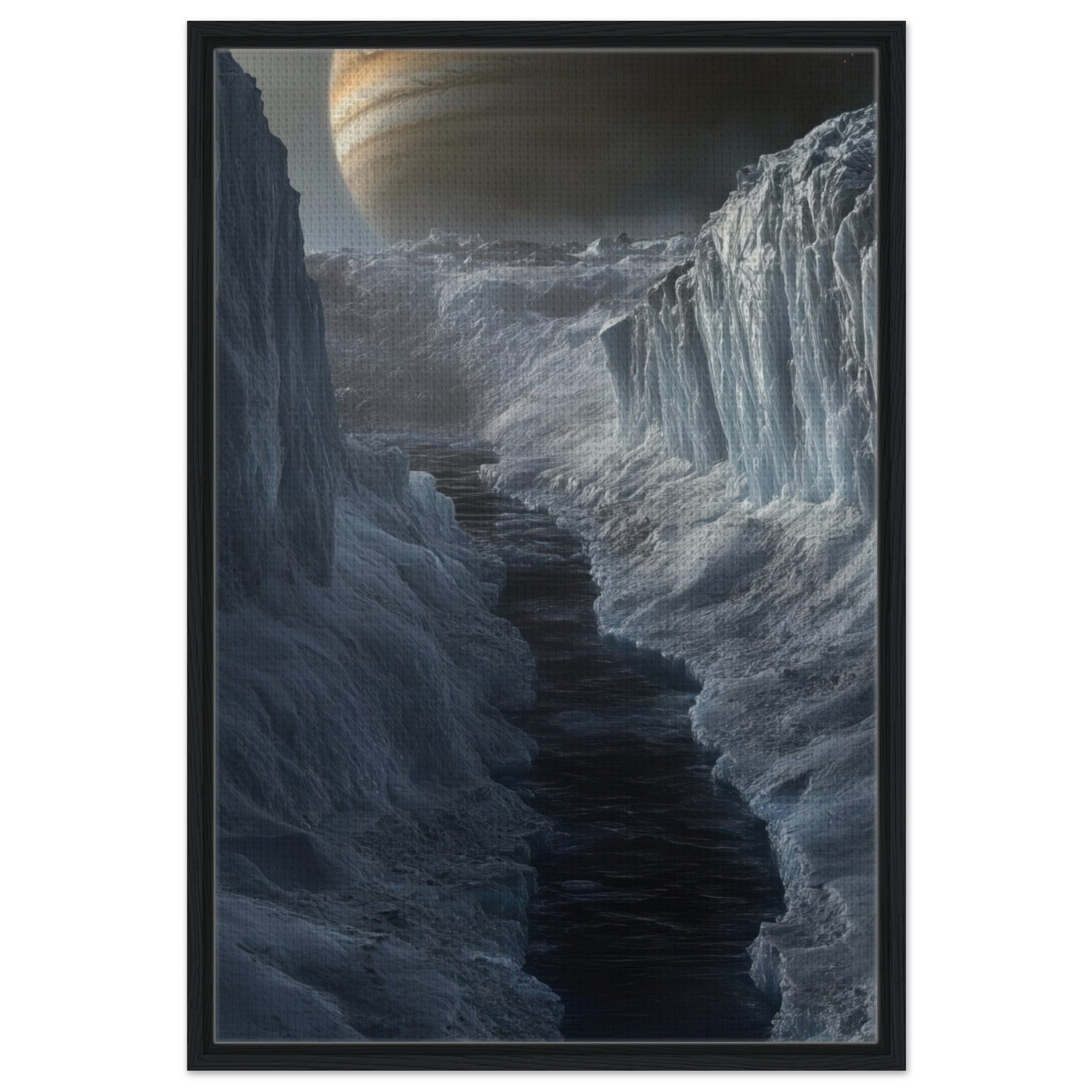 Framed Canvas Portrait - The Frozen Wasteland of Europa An expedition tea 2 - Shop Ai Art WebShop - Digital Art online Store