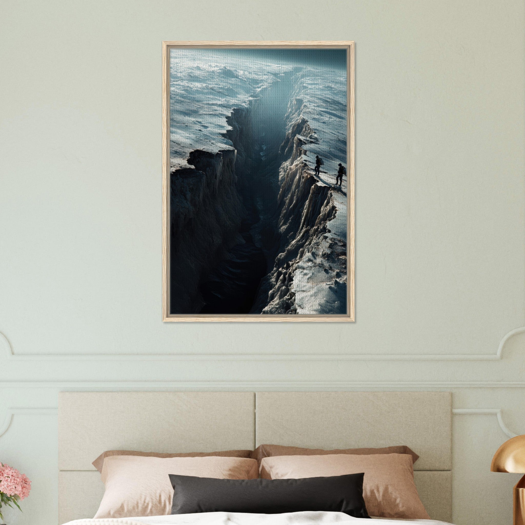 Framed Canvas Portrait - The Frozen Wasteland of Europa An expedition tea - Shop Ai Art WebShop - Digital Art online Store