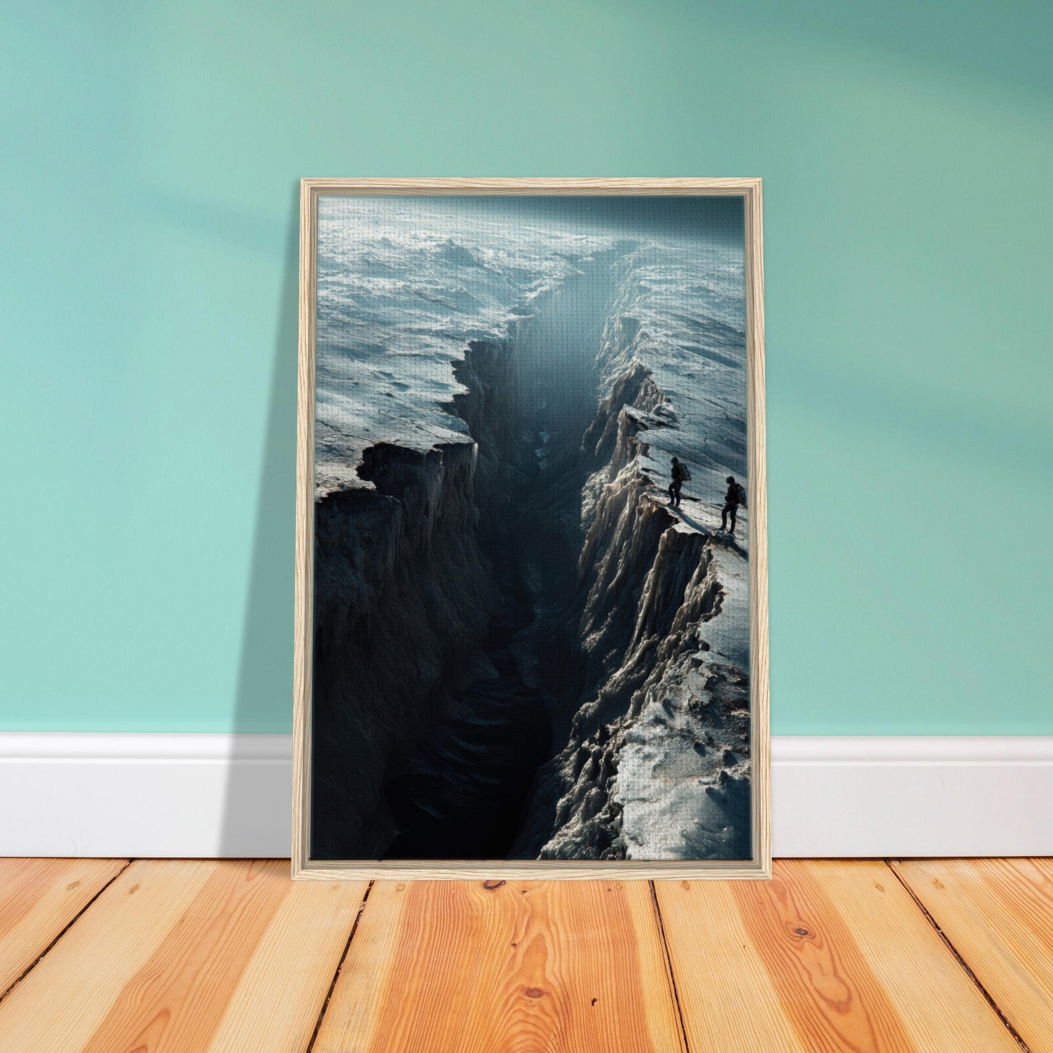 Framed Canvas Portrait - The Frozen Wasteland of Europa An expedition tea - Shop Ai Art WebShop - Digital Art online Store