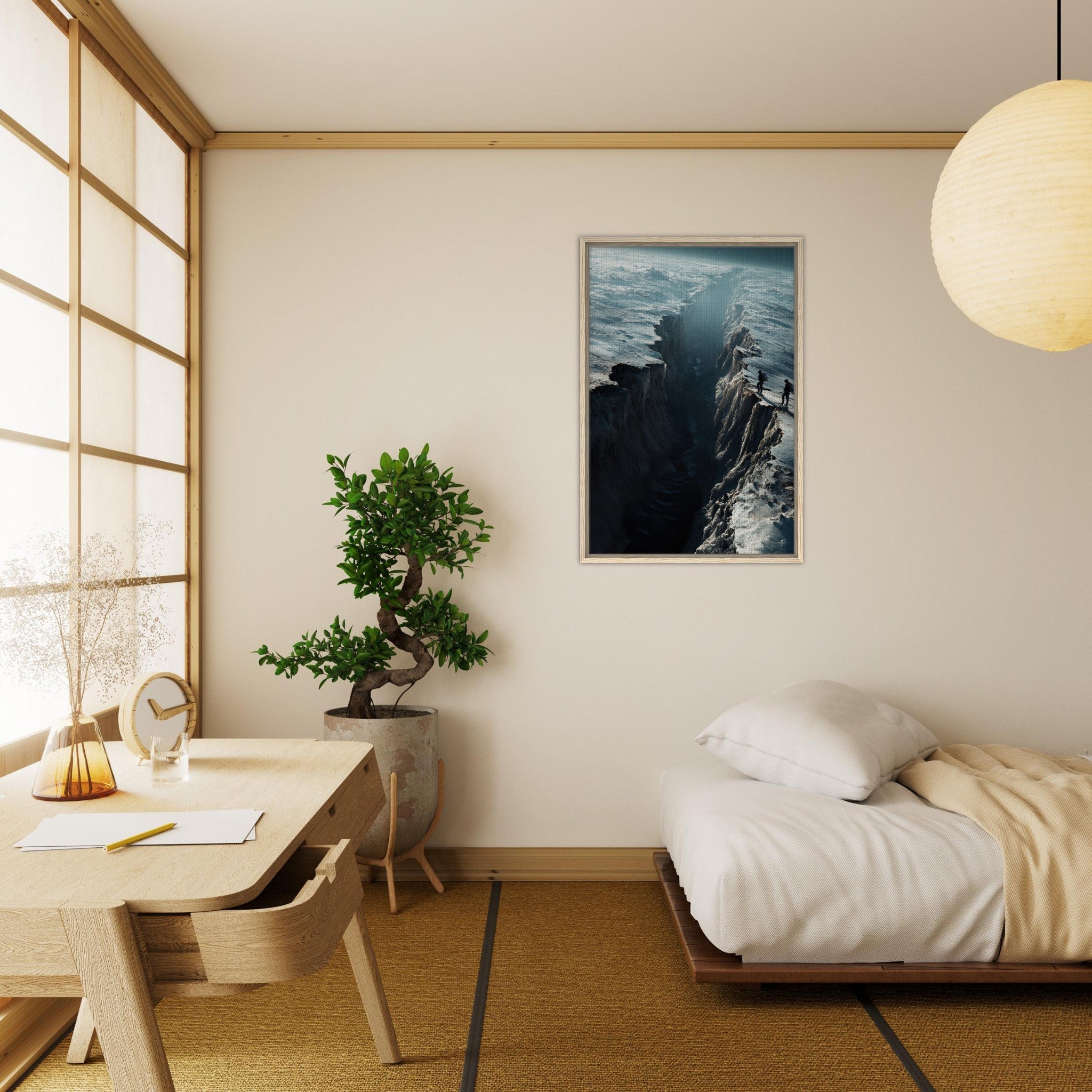 Framed Canvas Portrait - The Frozen Wasteland of Europa An expedition tea - Shop Ai Art WebShop - Digital Art online Store
