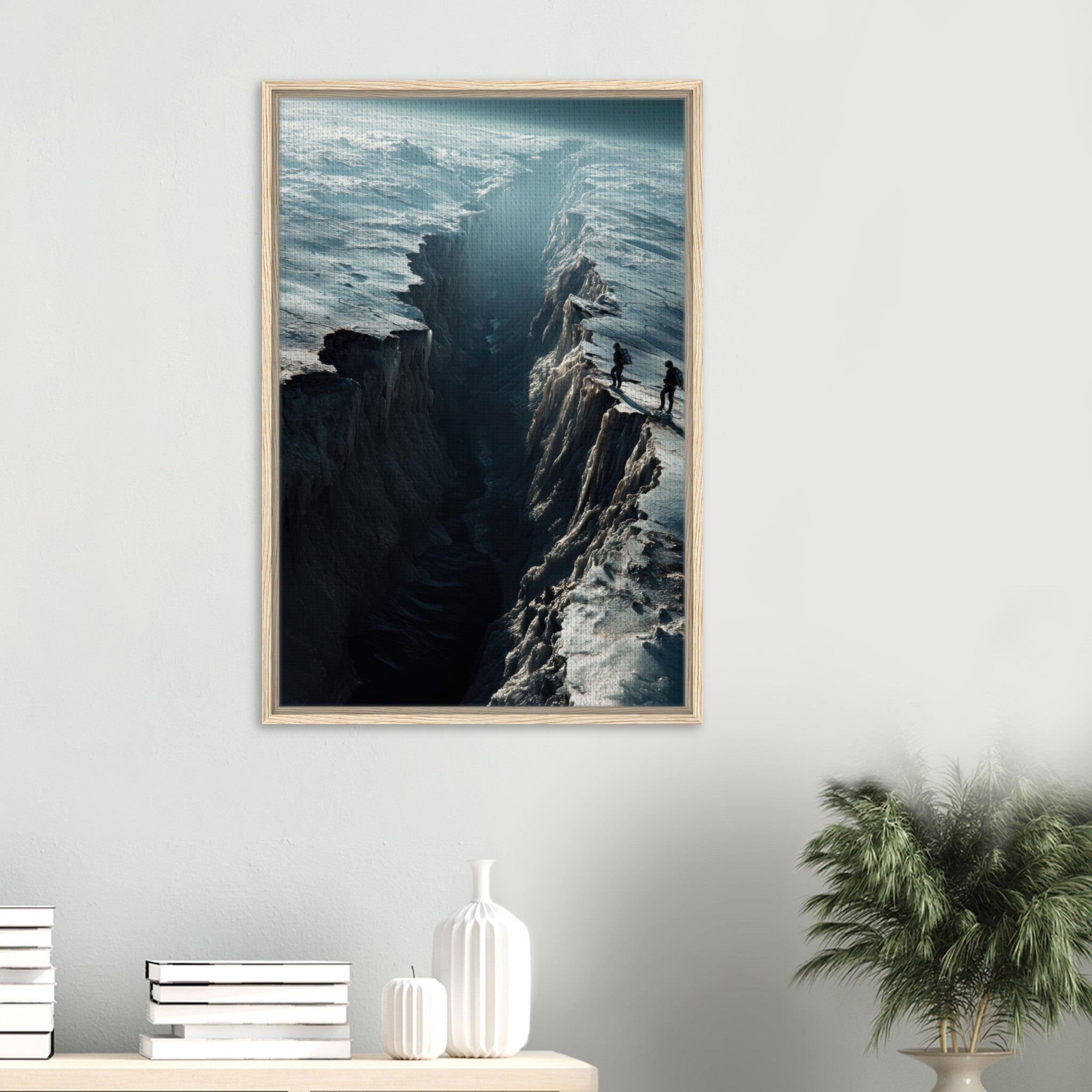 Framed Canvas Portrait - The Frozen Wasteland of Europa An expedition tea - Shop Ai Art WebShop - Digital Art online Store