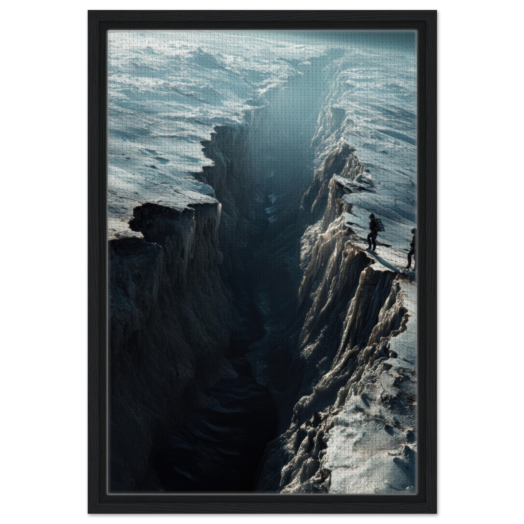 Framed Canvas Portrait - The Frozen Wasteland of Europa An expedition tea - Shop Ai Art WebShop - Digital Art online Store