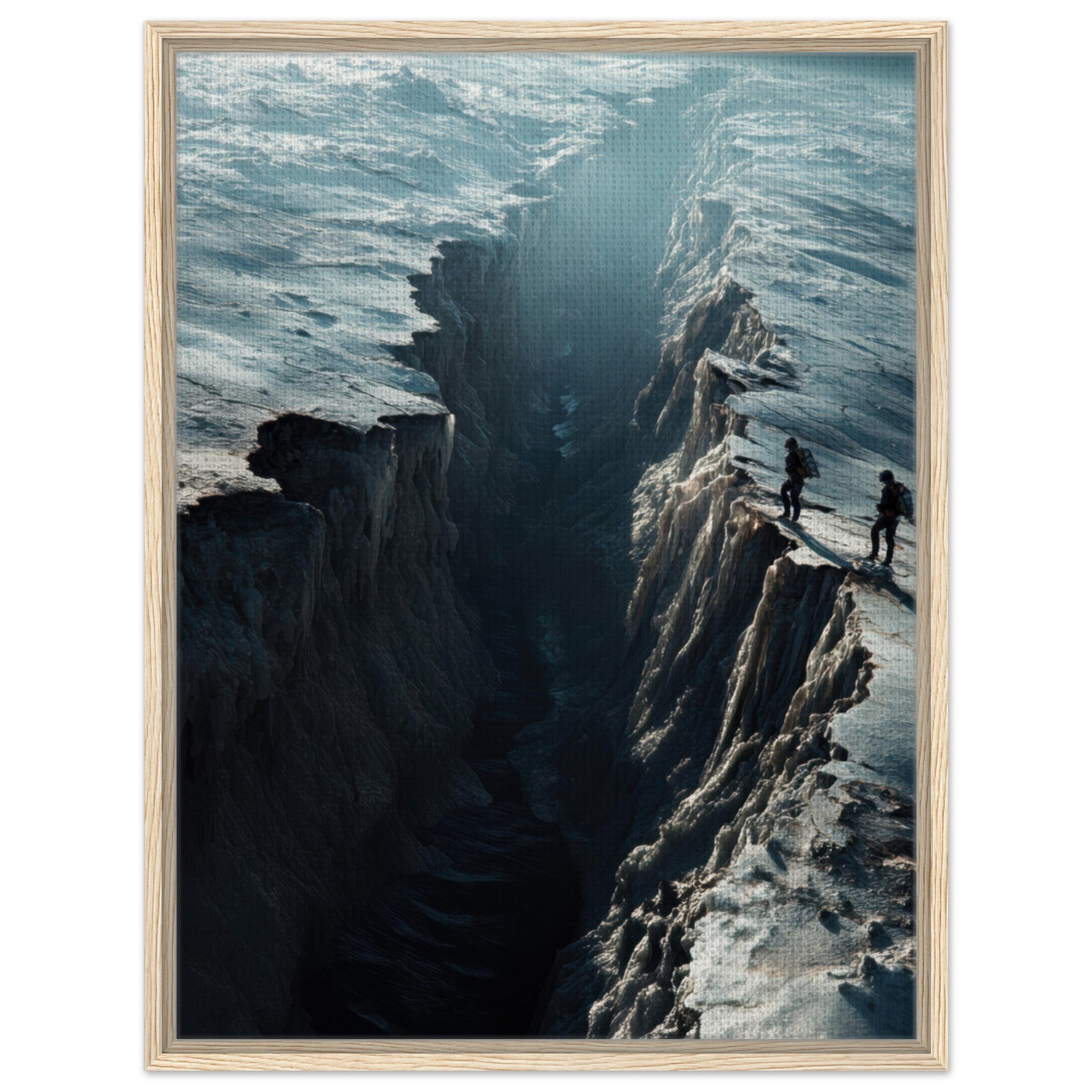 Framed Canvas Portrait - The Frozen Wasteland of Europa An expedition tea - Shop Ai Art WebShop - Digital Art online Store