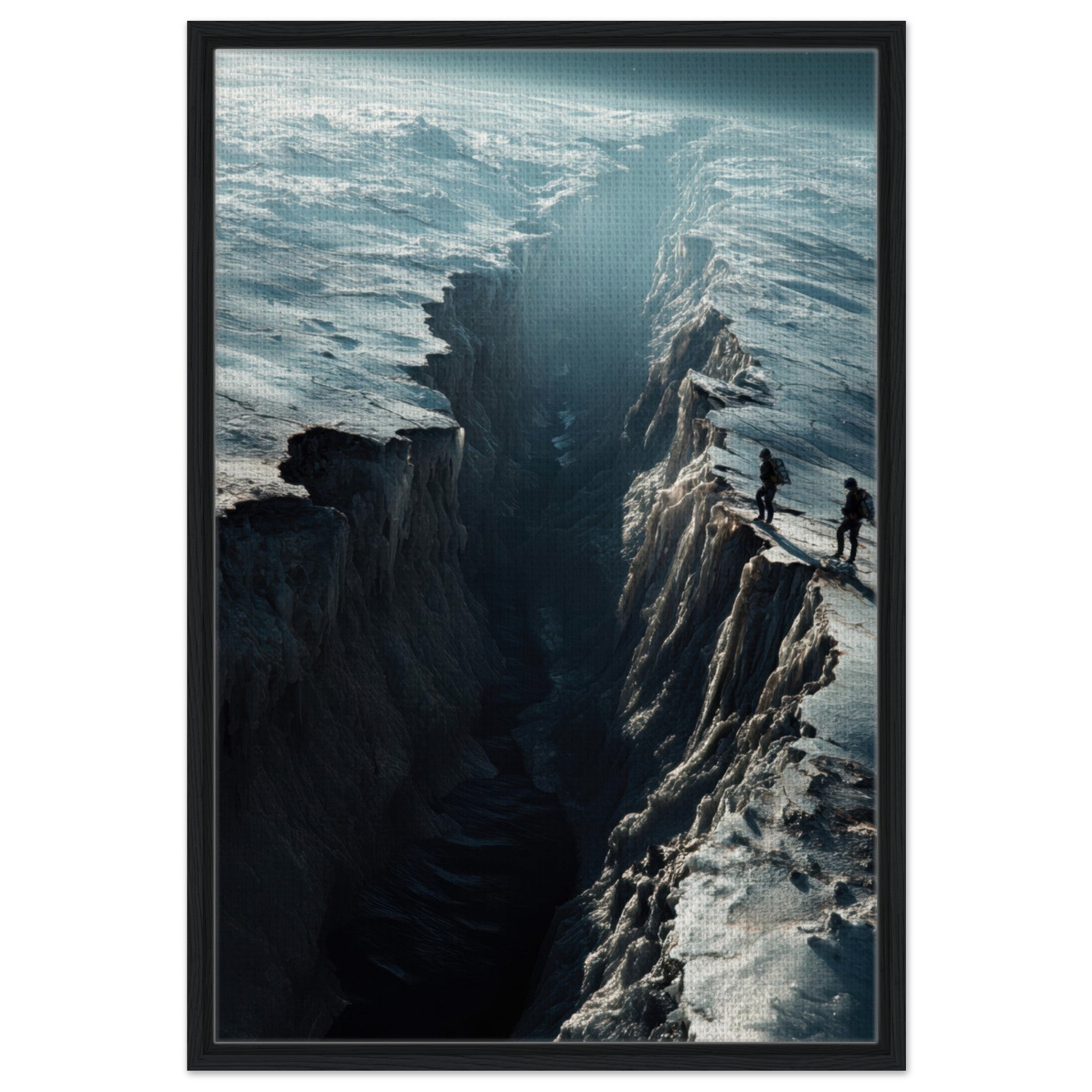 Framed Canvas Portrait - The Frozen Wasteland of Europa An expedition tea - Shop Ai Art WebShop - Digital Art online Store
