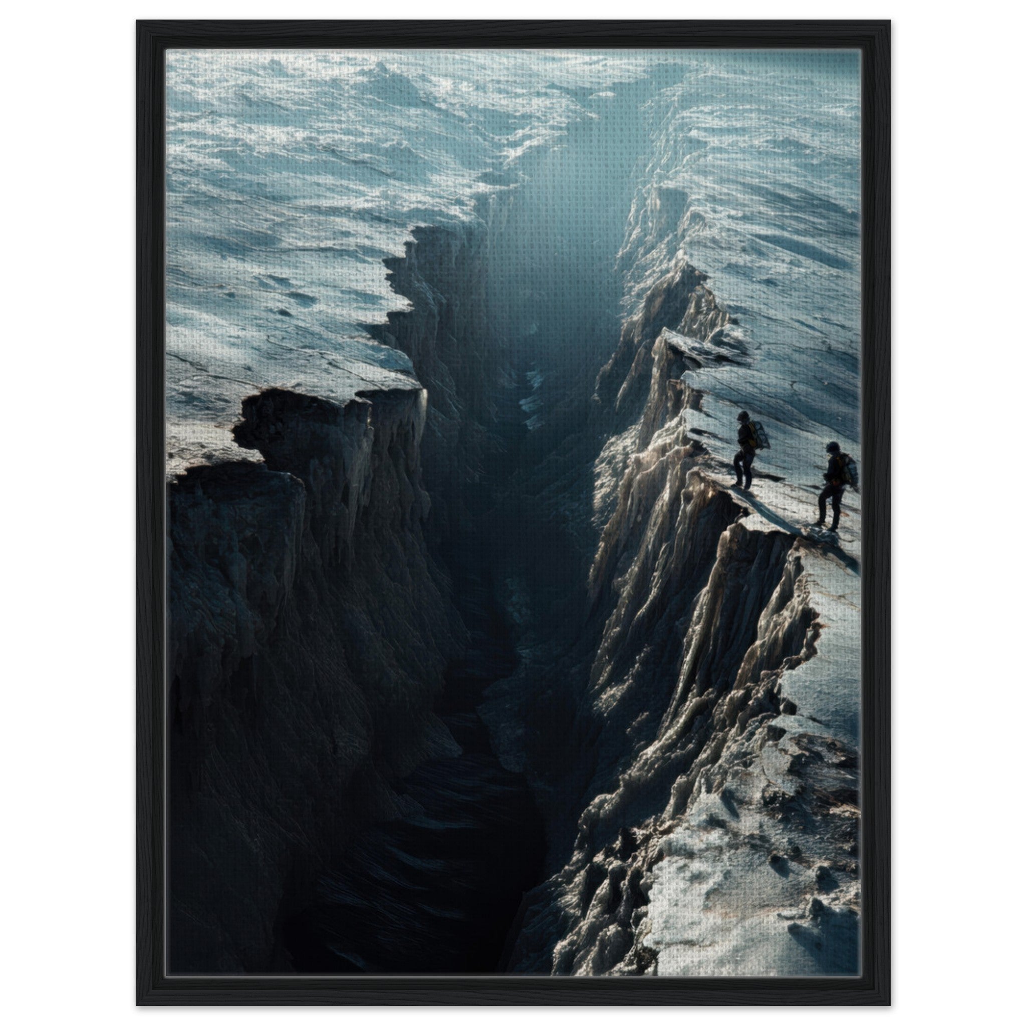 Framed Canvas Portrait - The Frozen Wasteland of Europa An expedition tea - Shop Ai Art WebShop - Digital Art online Store