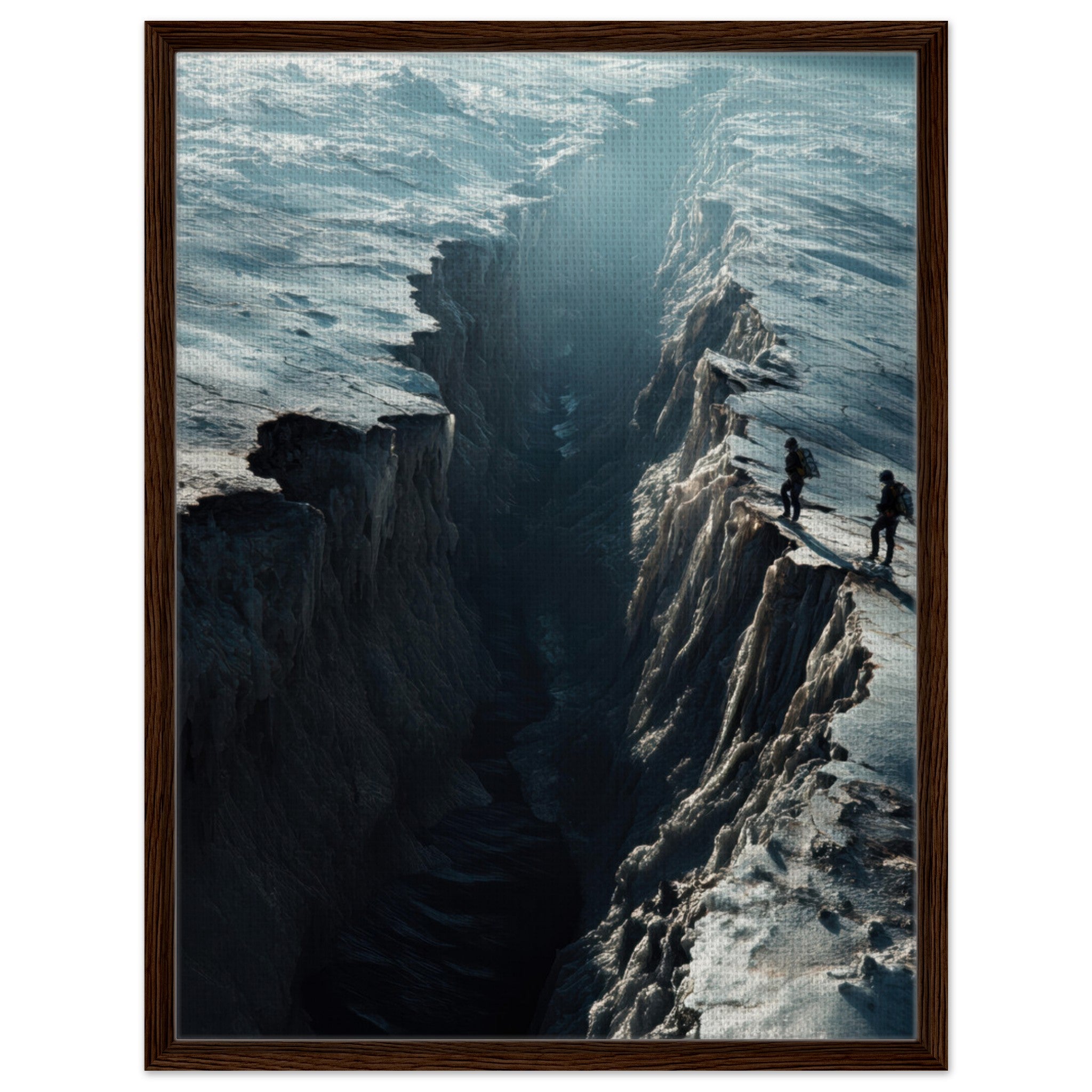 Framed Canvas Portrait - The Frozen Wasteland of Europa An expedition tea - Shop Ai Art WebShop - Digital Art online Store