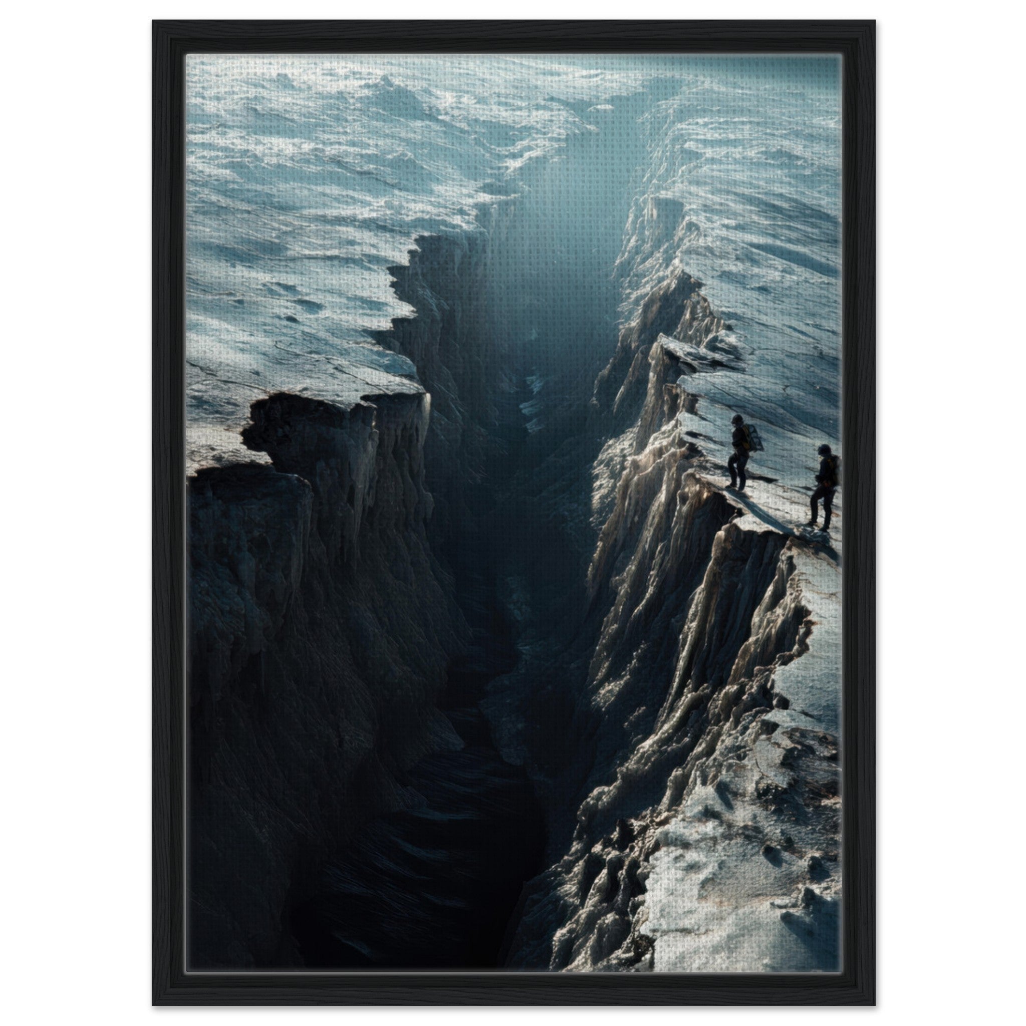 Framed Canvas Portrait - The Frozen Wasteland of Europa An expedition tea - Shop Ai Art WebShop - Digital Art online Store