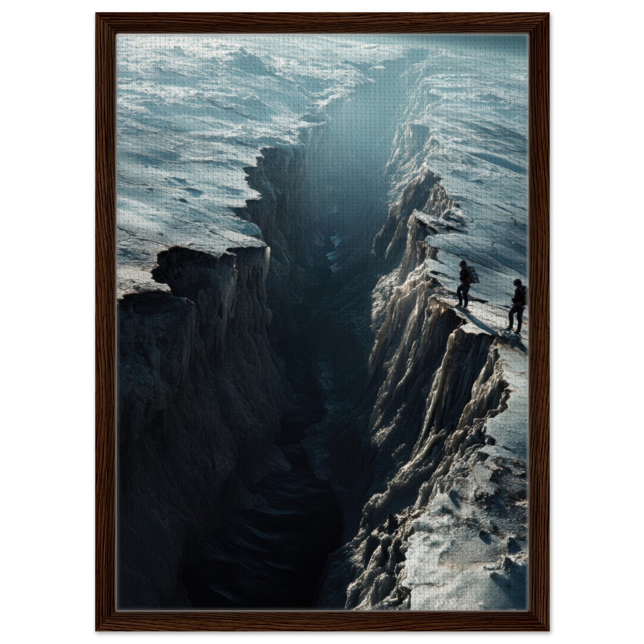 Framed Canvas Portrait - The Frozen Wasteland of Europa An expedition tea - Shop Ai Art WebShop - Digital Art online Store