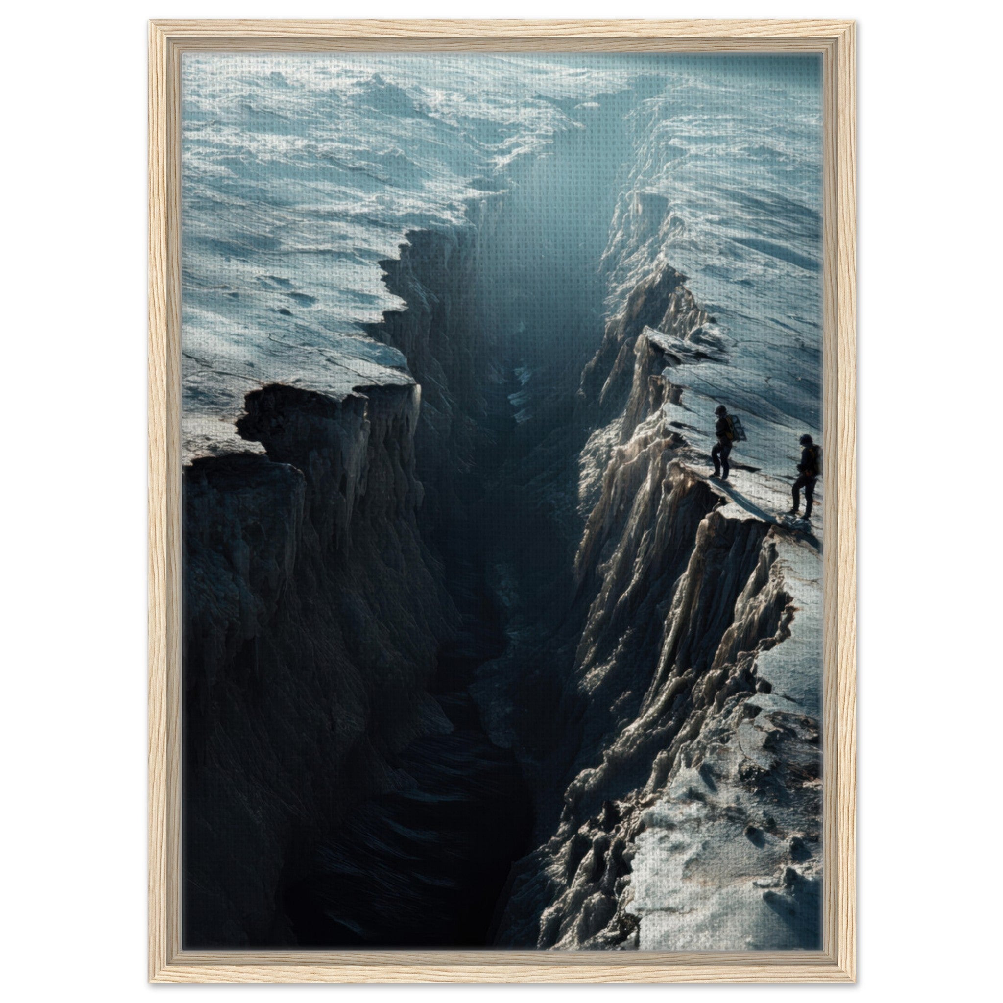 Framed Canvas Portrait - The Frozen Wasteland of Europa An expedition tea - Shop Ai Art WebShop - Digital Art online Store